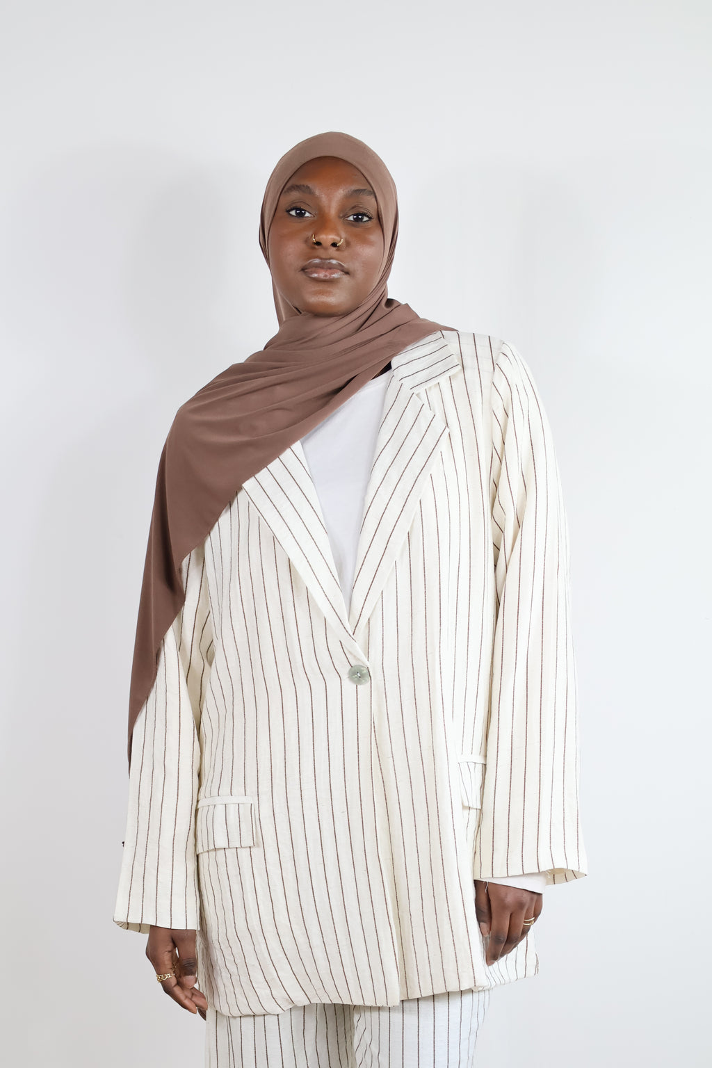 Blazer rayé - Blanc cassé