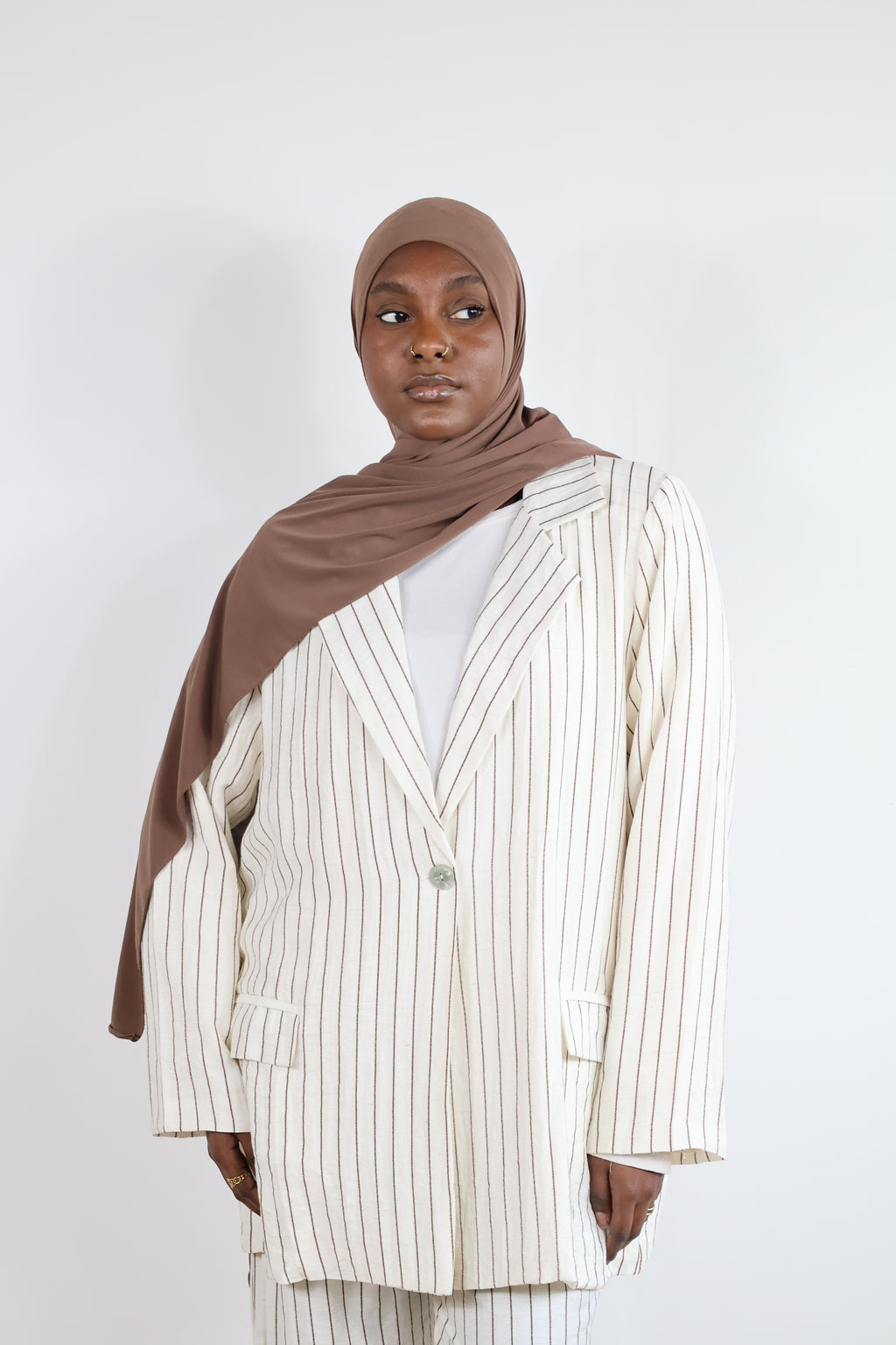 Blazer rayé - Blanc cassé
