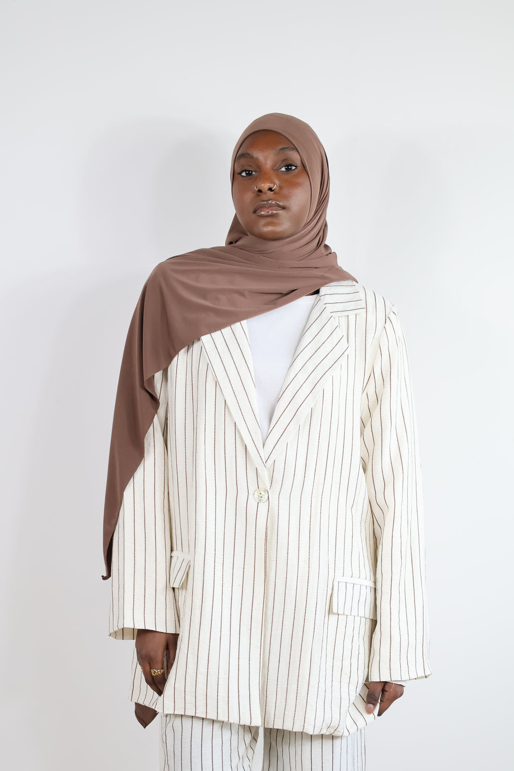 Blazer rayé - Blanc cassé