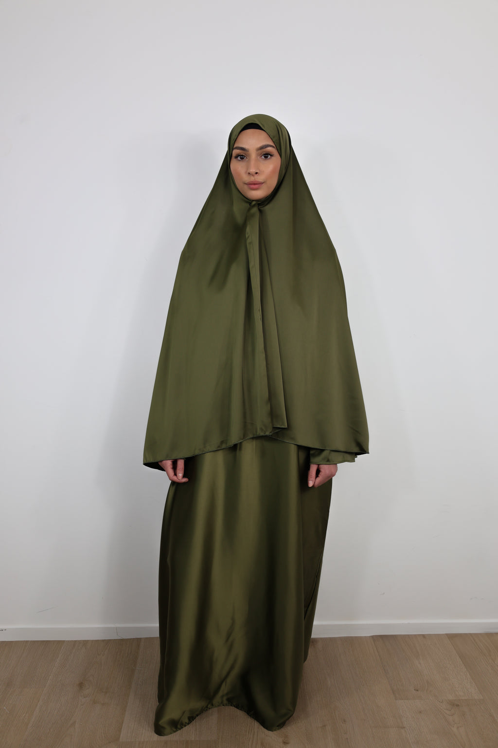 Set khimar et abaya satiné - Kaki