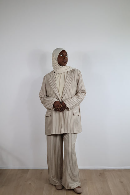 Blazer rayé - Taupe