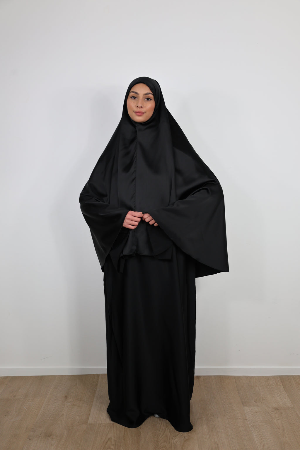 Set khimar et abaya satiné - Noir