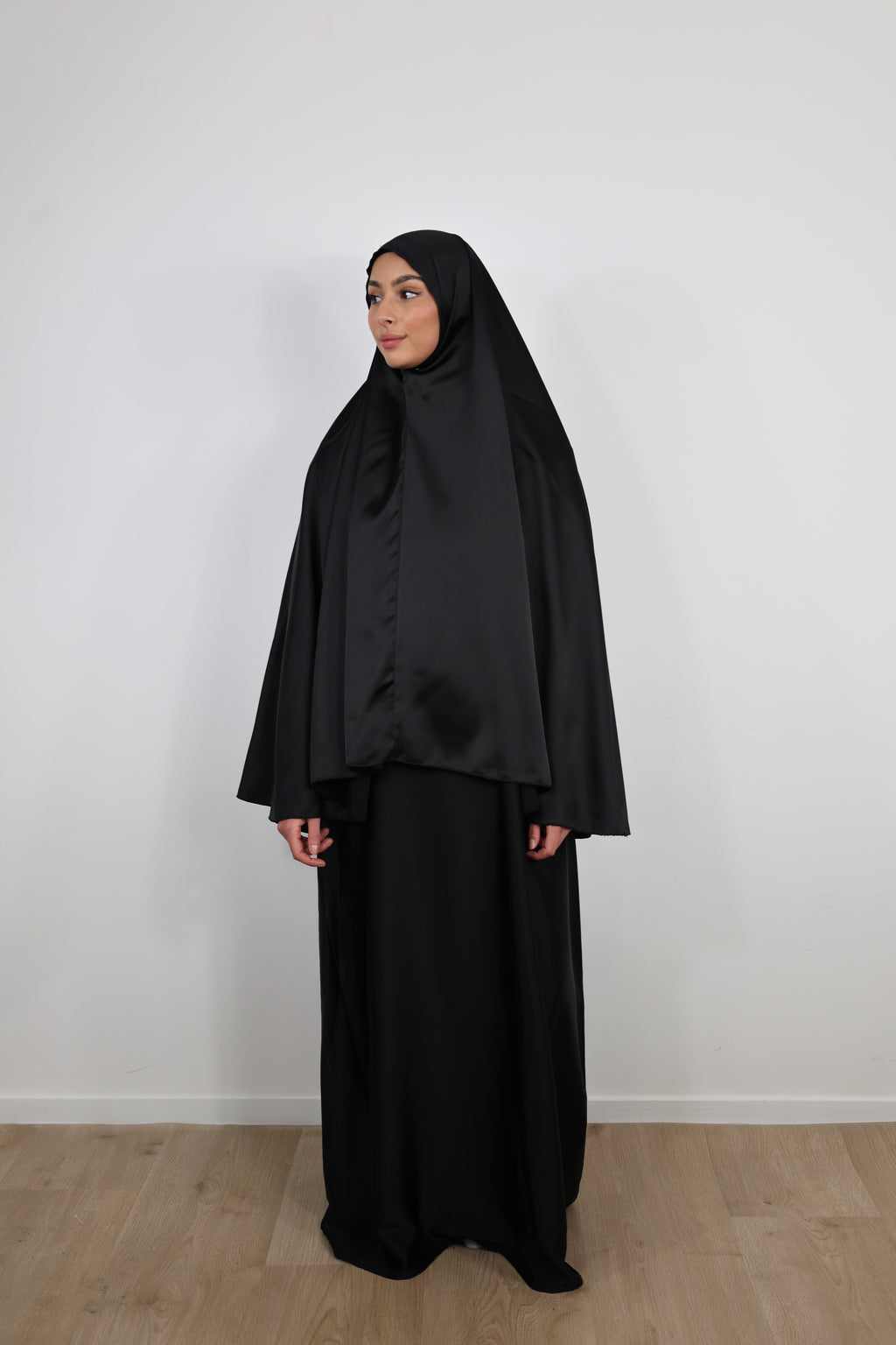 Set khimar et abaya satiné - Noir