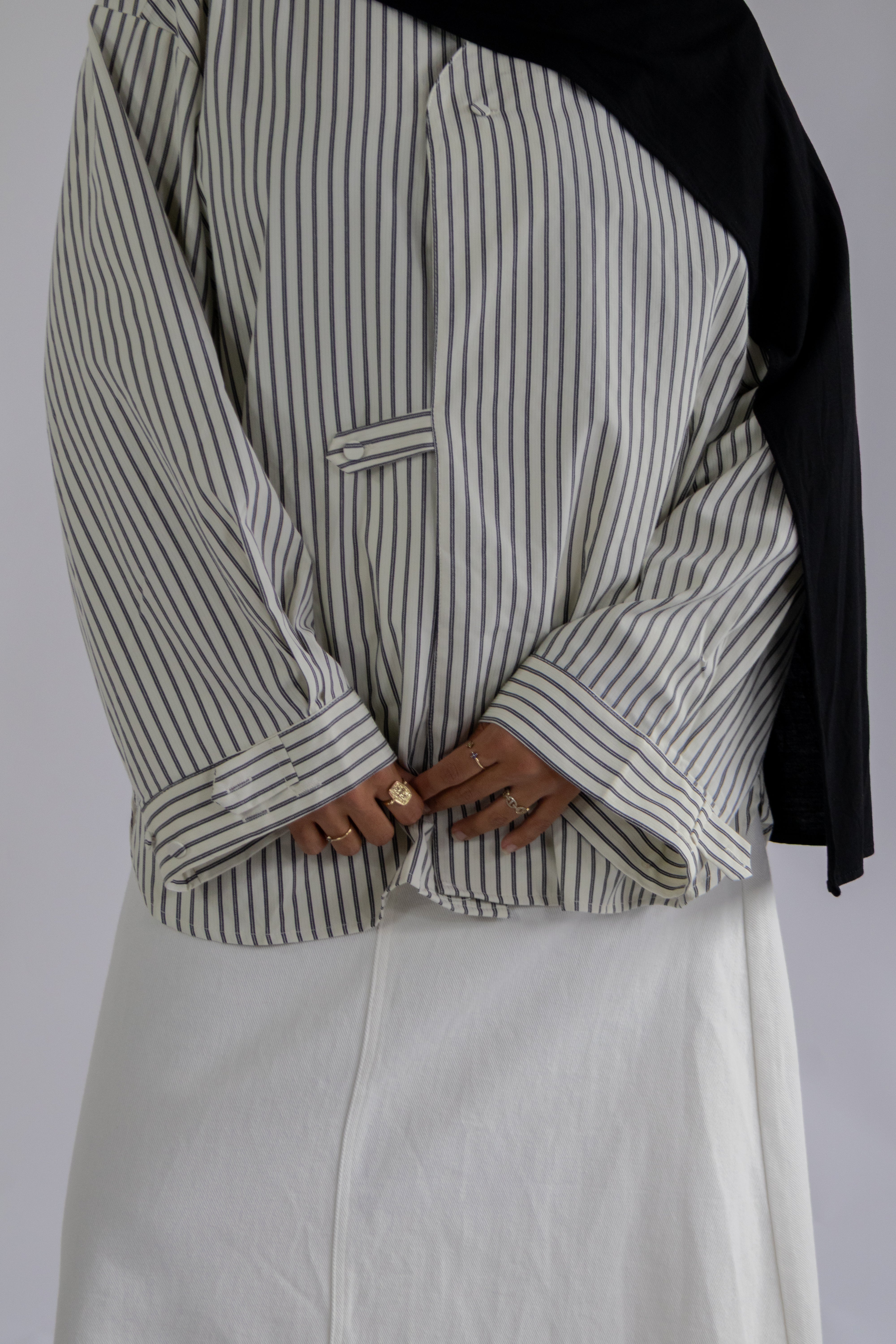 Chemise a poches rayée - Noir