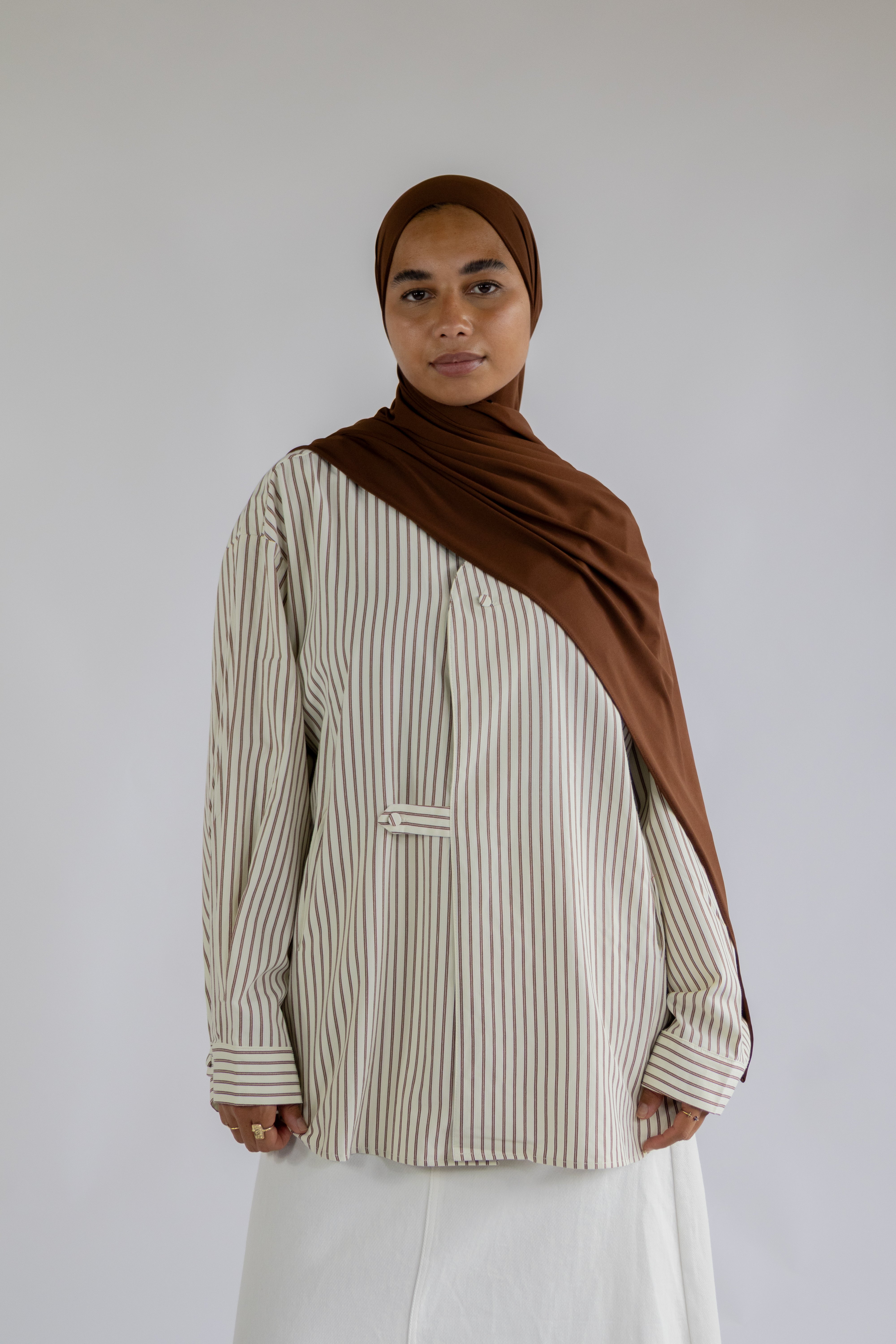 Chemise a poches rayée - Marron