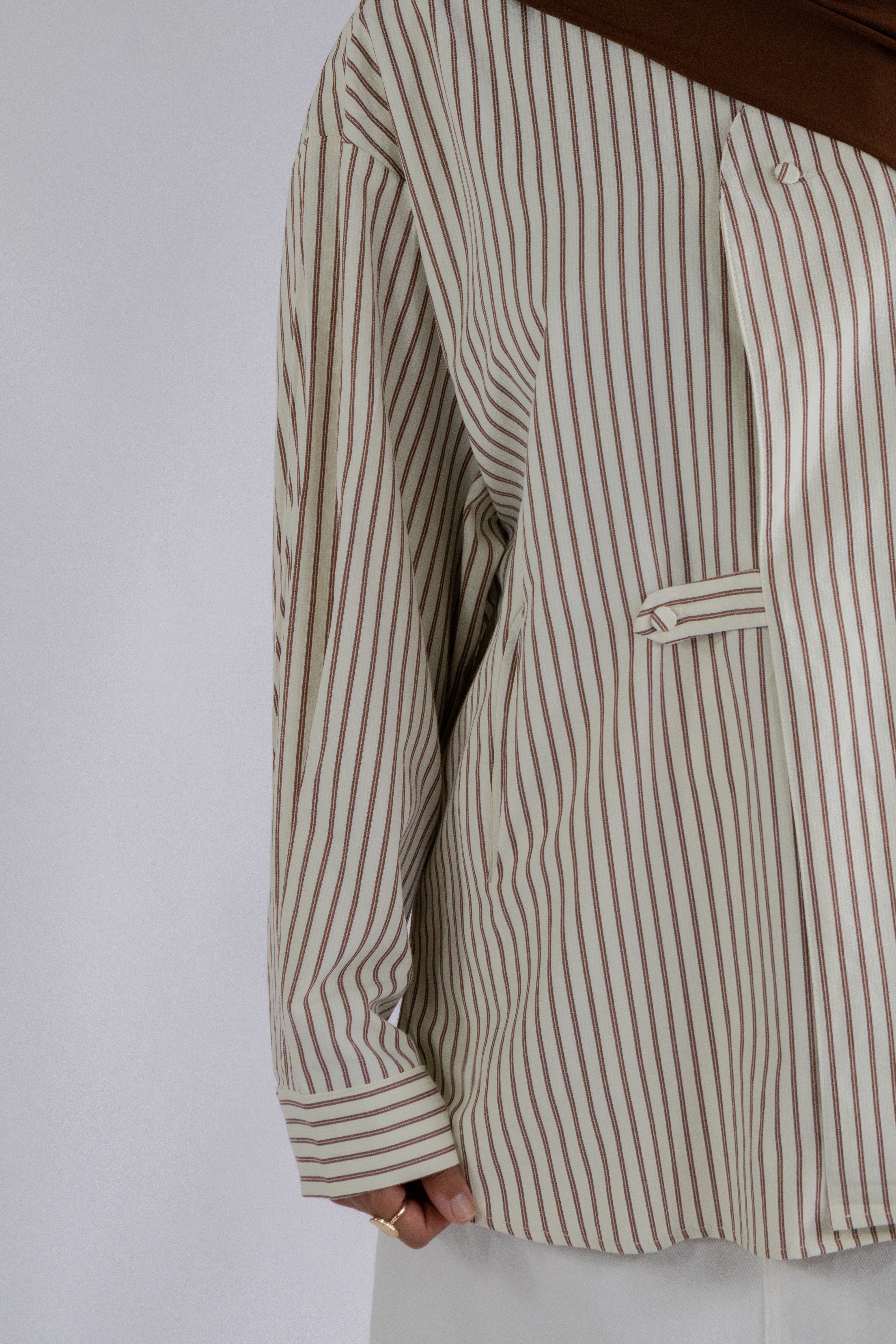 Chemise a poches rayée - Marron