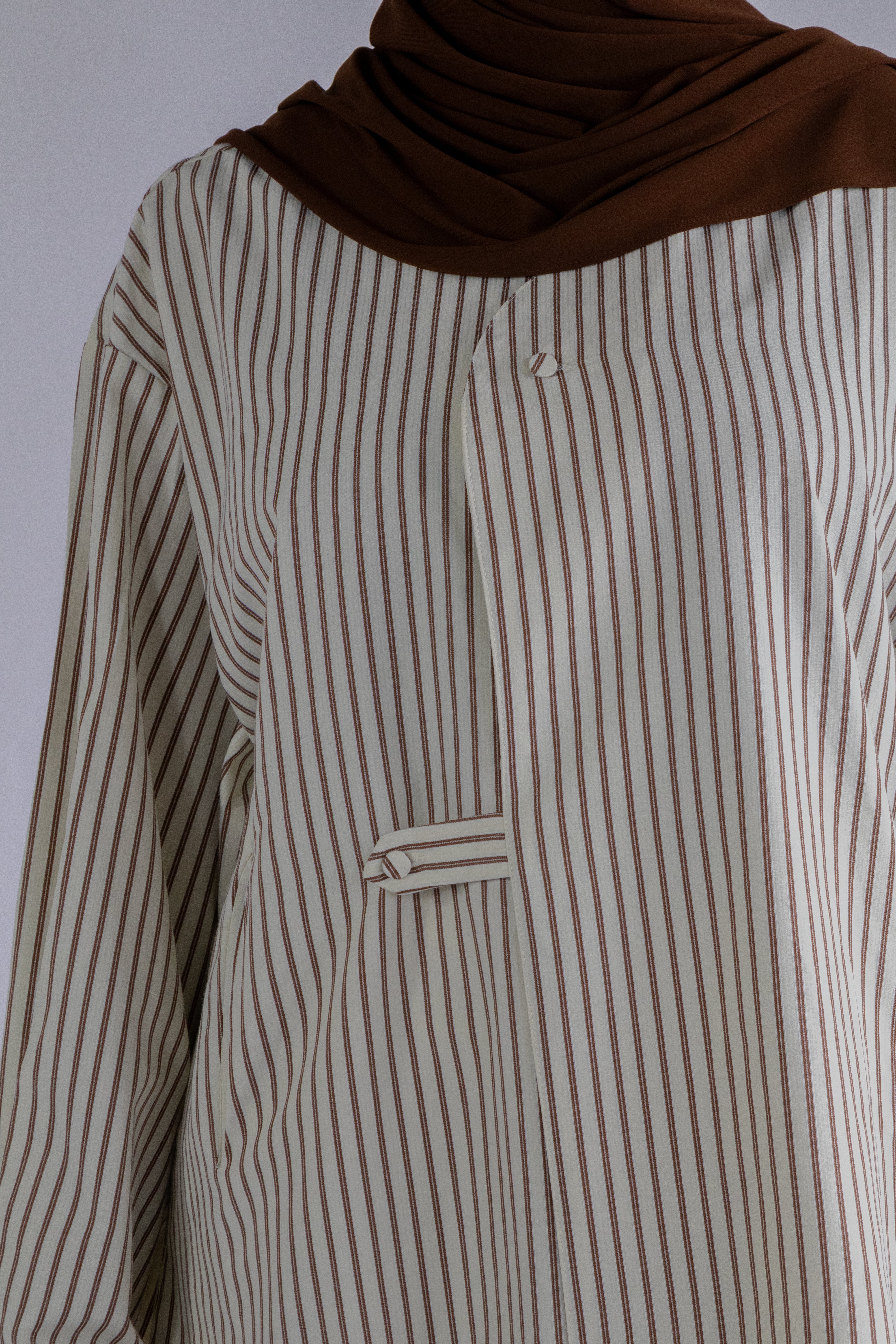 Chemise a poches rayée - Marron