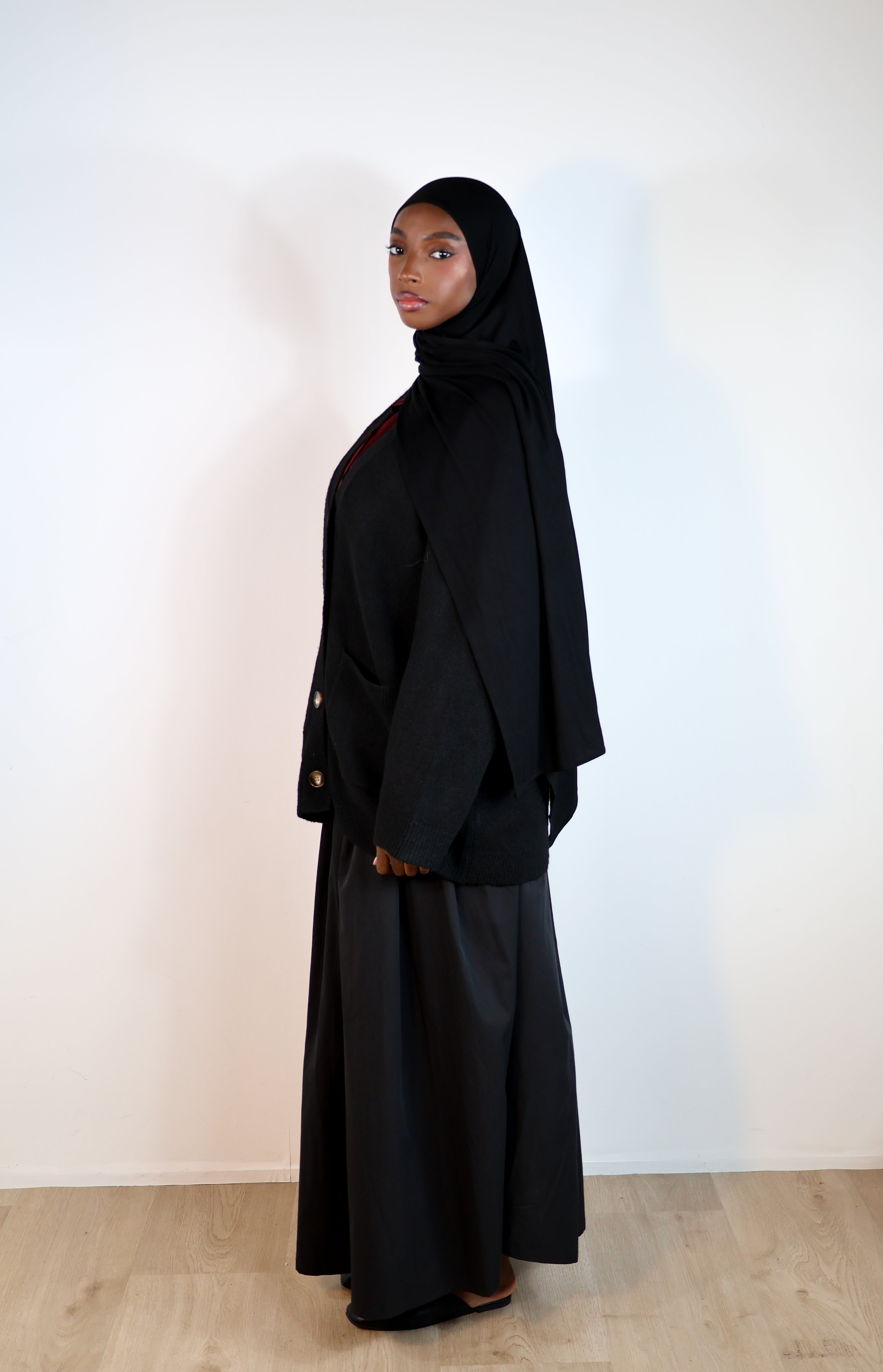 Jupe trapèze tencel - Noir