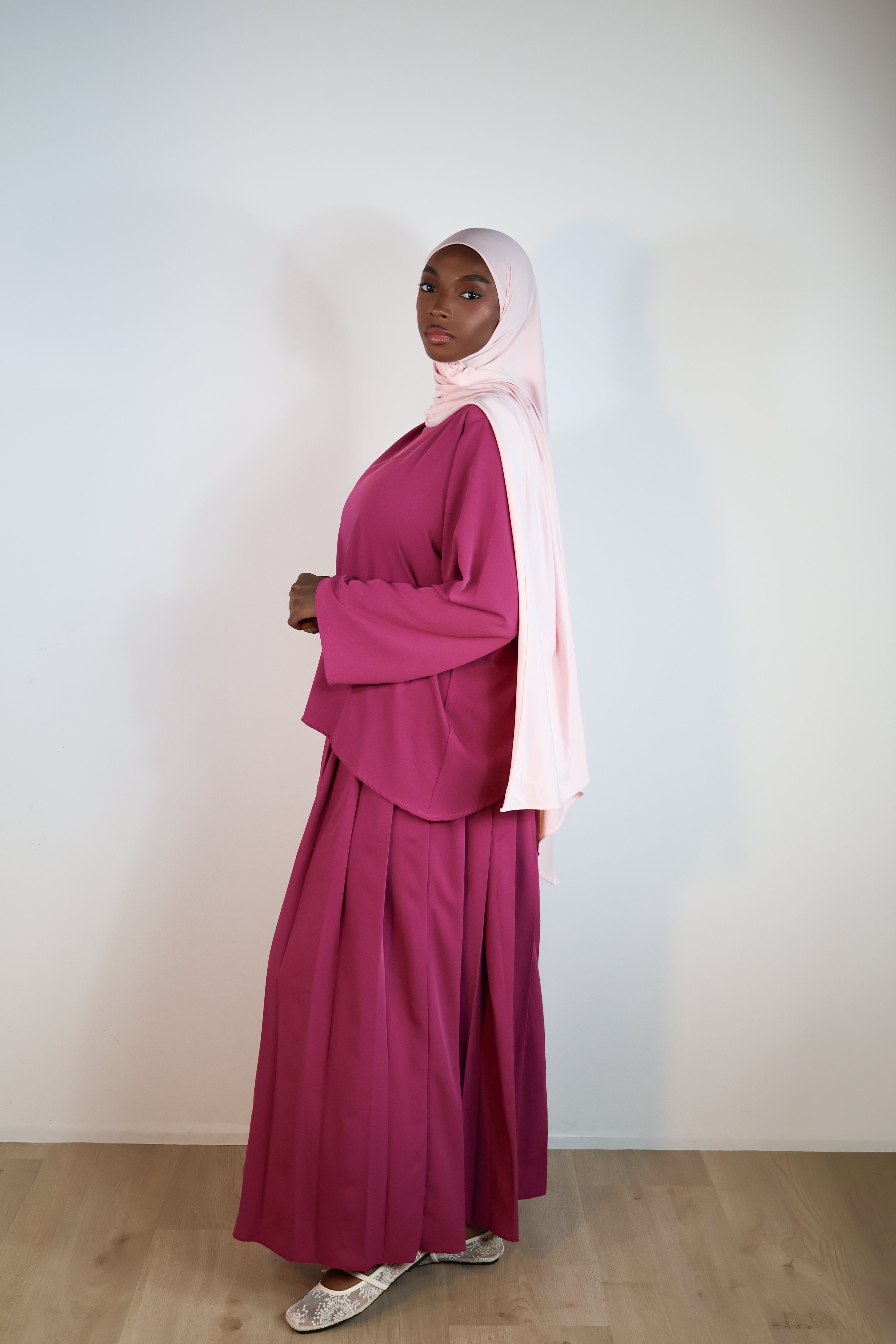 Jupe plissée fluide - Rose