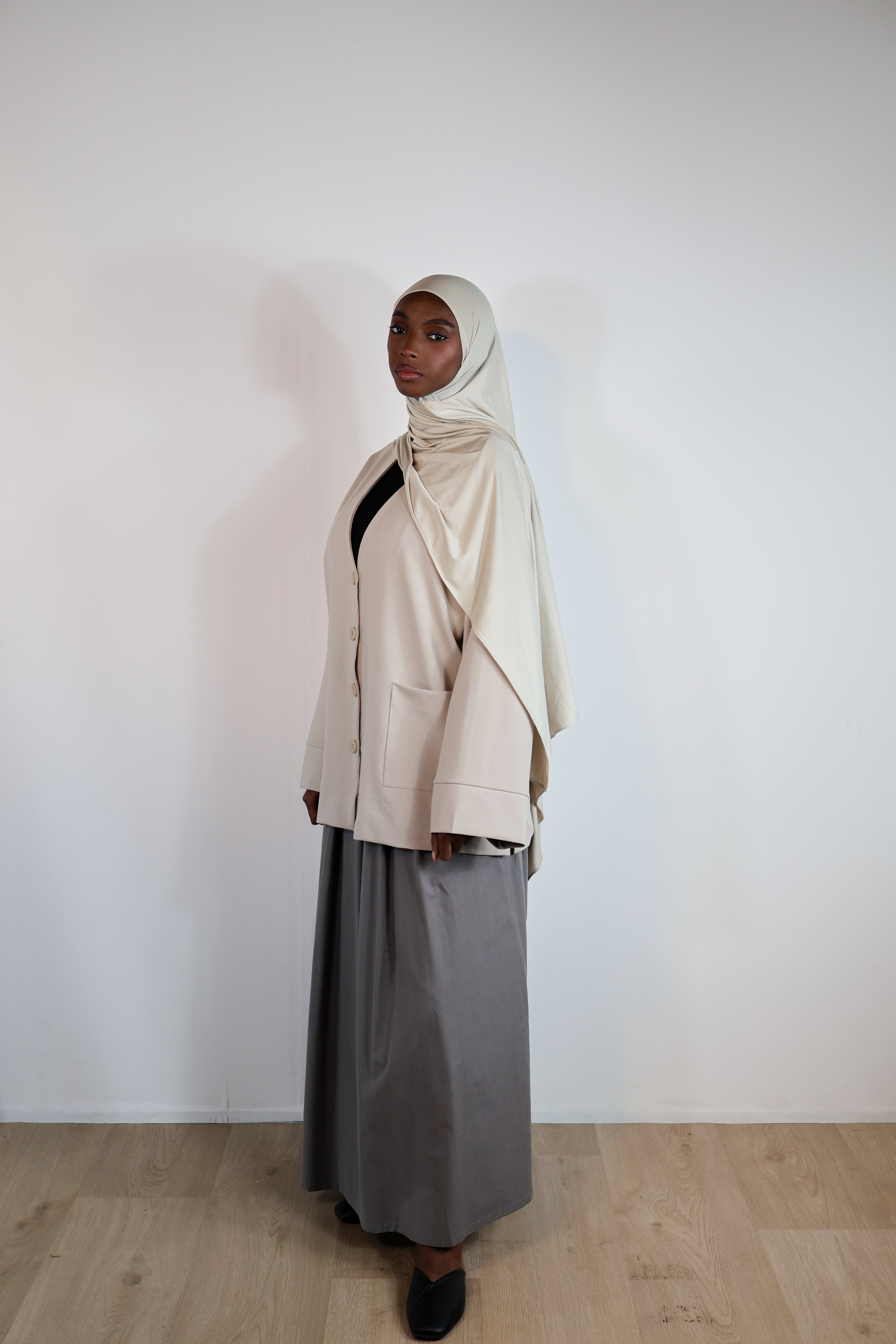 Jupe trapèze tencel - Gris