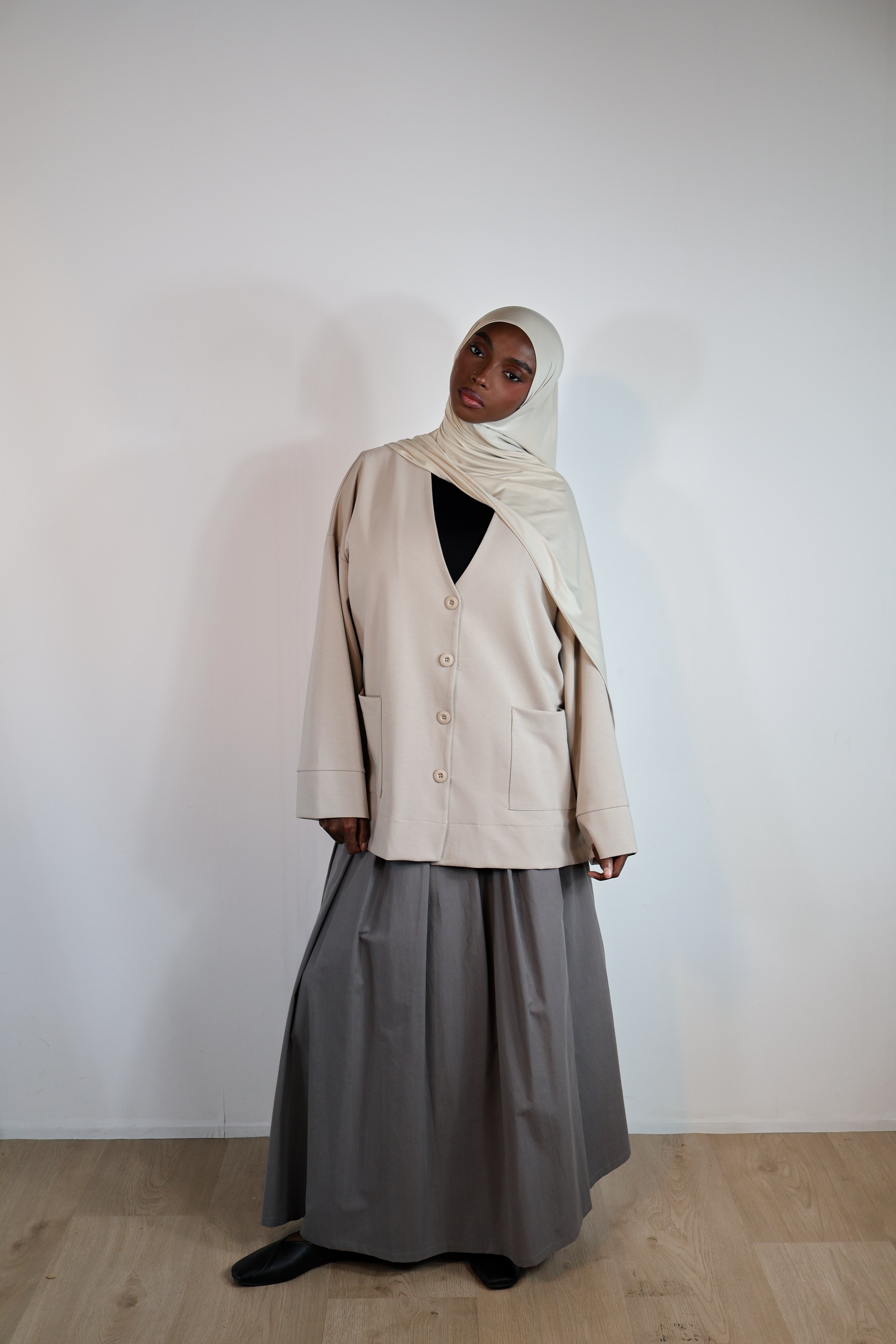 Jupe trapèze tencel - Gris