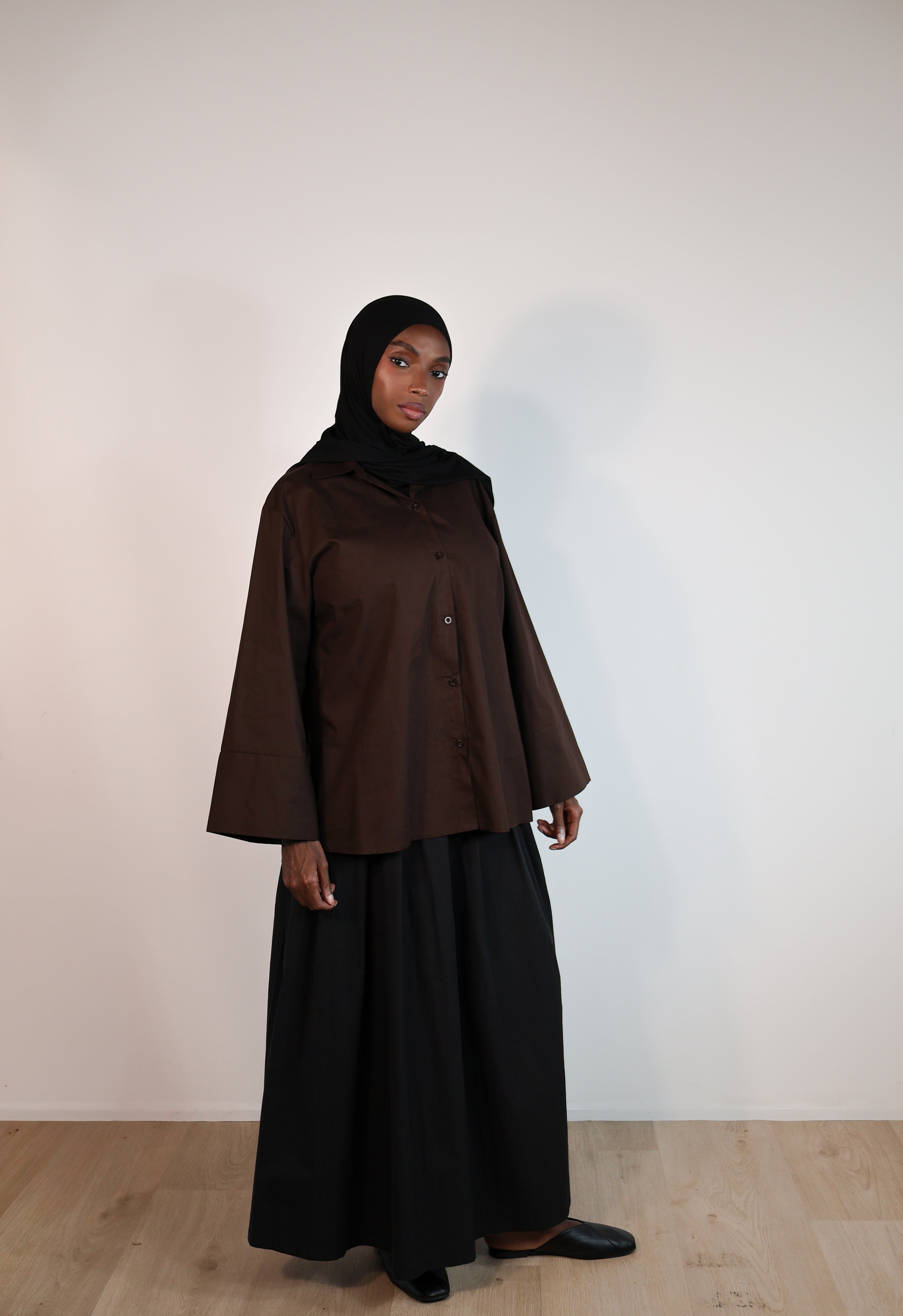 Chemise manches larges - Marron