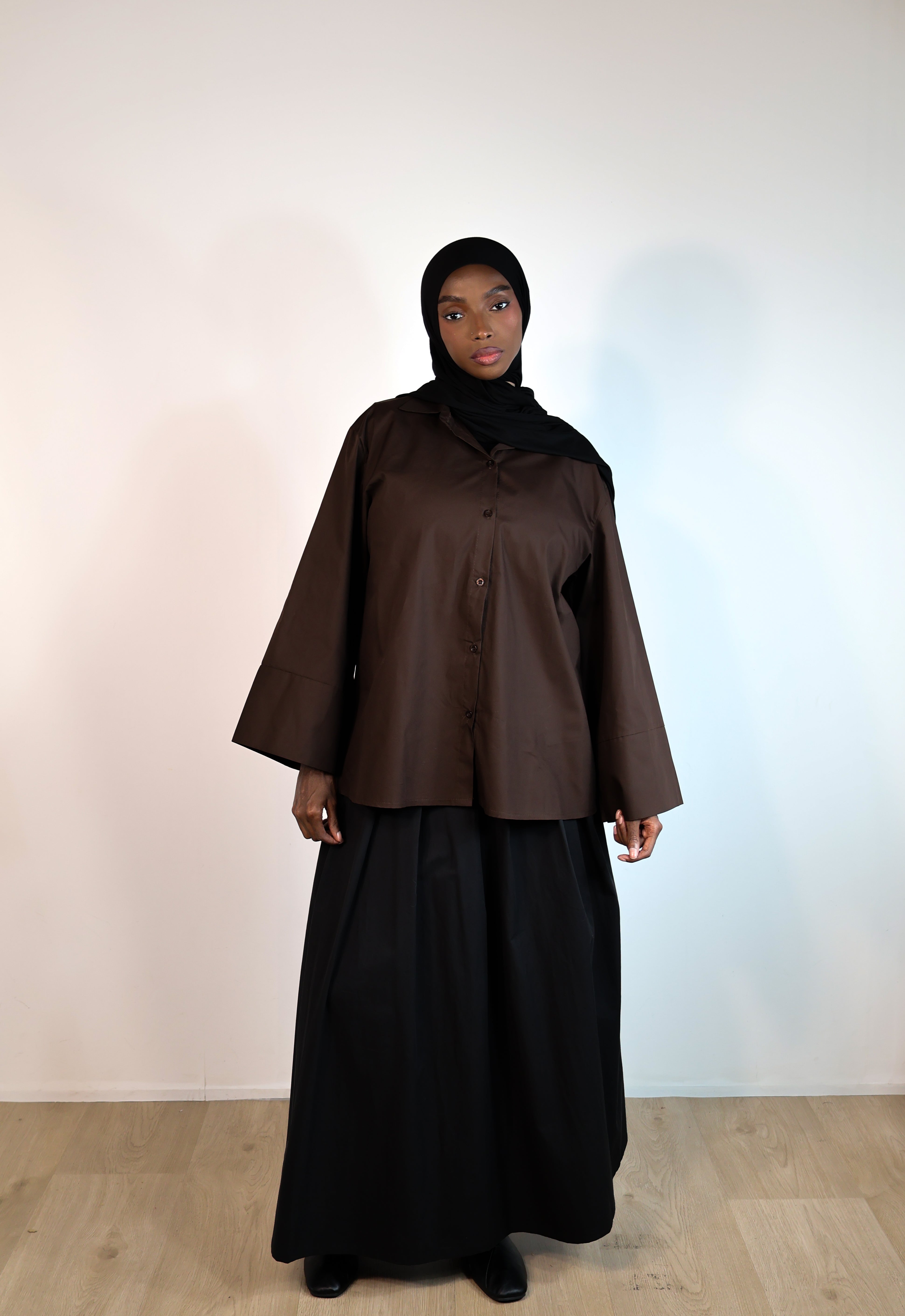 Chemise manches larges - Marron