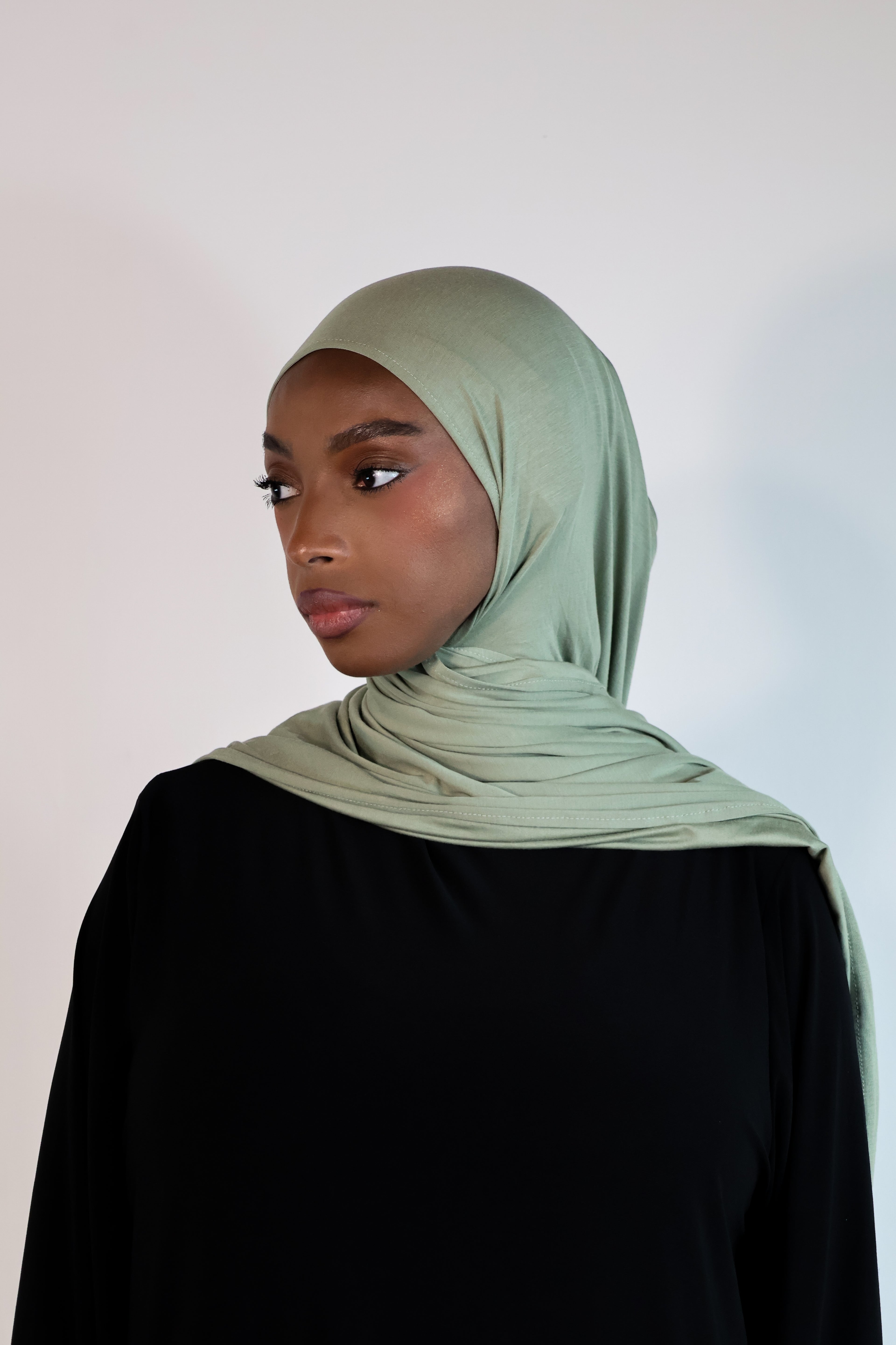 Bamboo jersey hijab - Moss