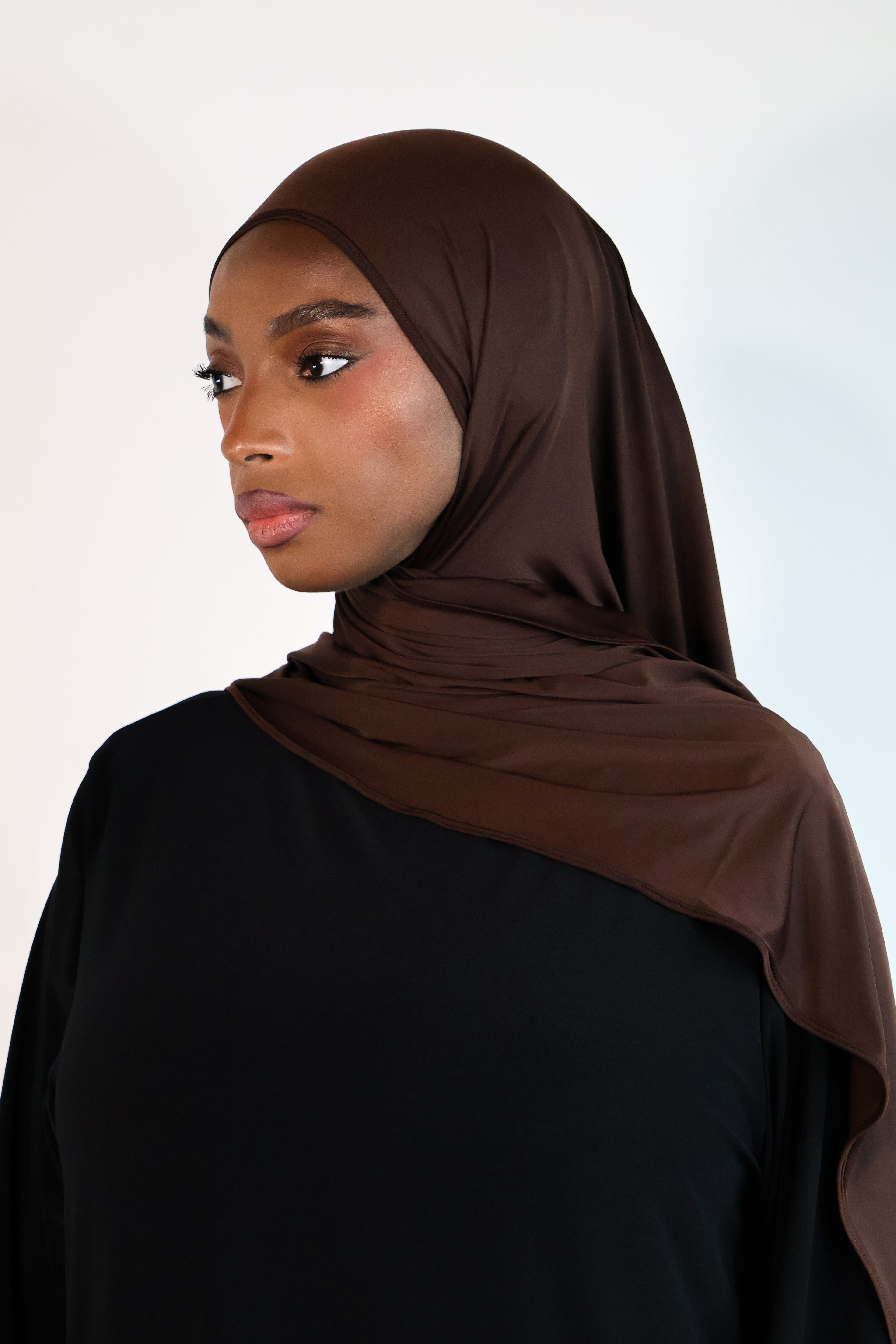 Flowing jersey hijab - Chocolate