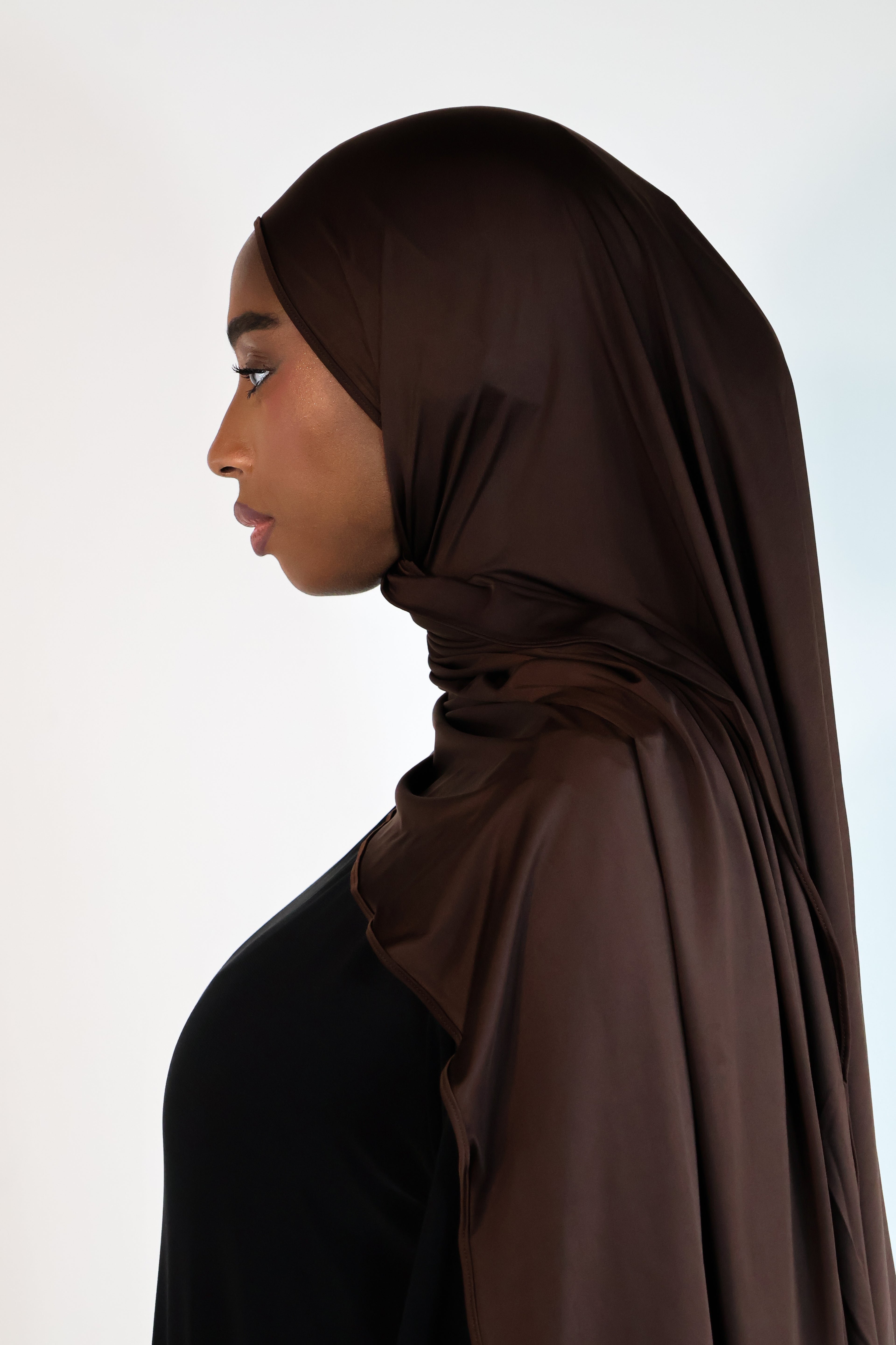 Flowing jersey hijab - Chocolate