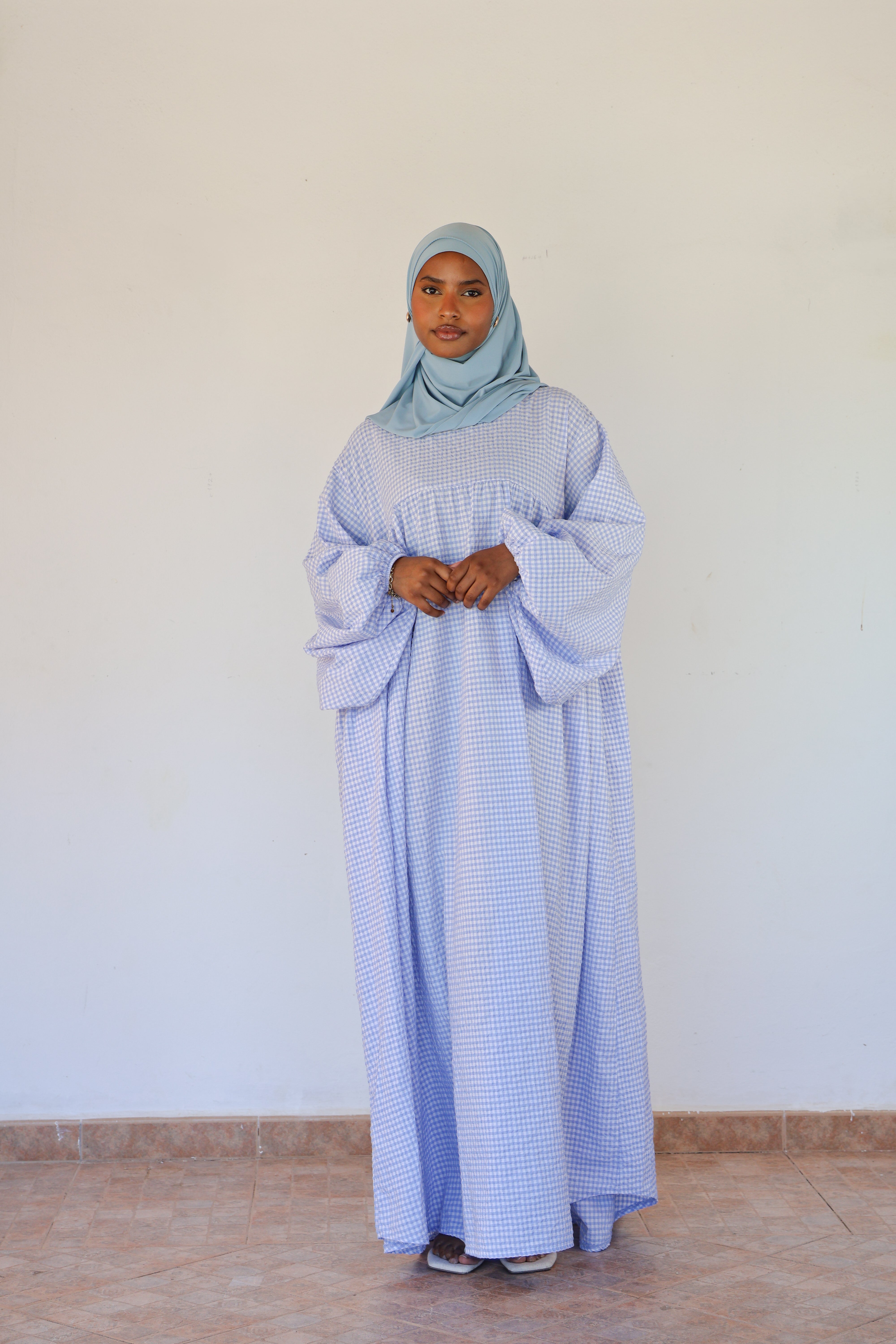 Gingham dress - Sky blue