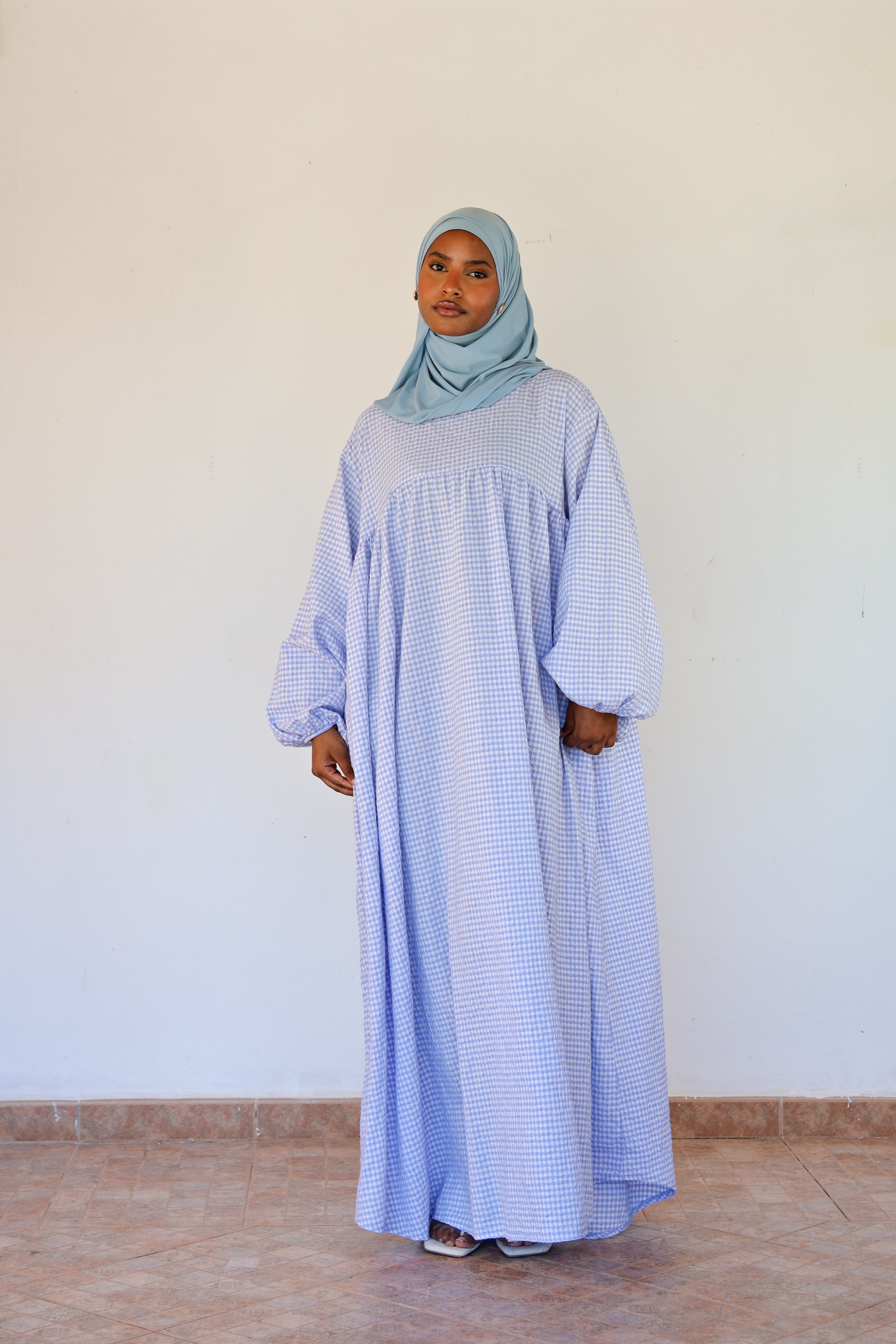 Gingham dress - Sky blue