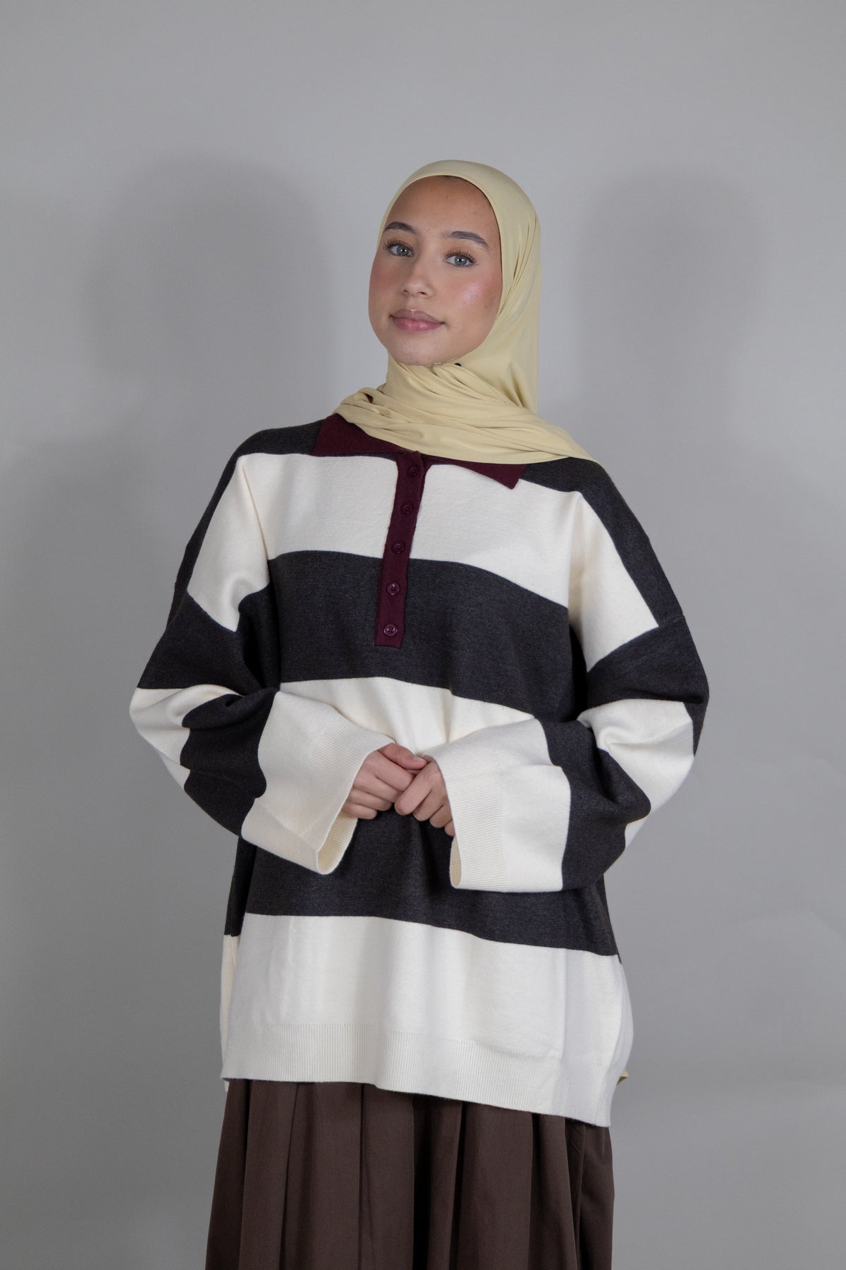 Pull marinière - Marron