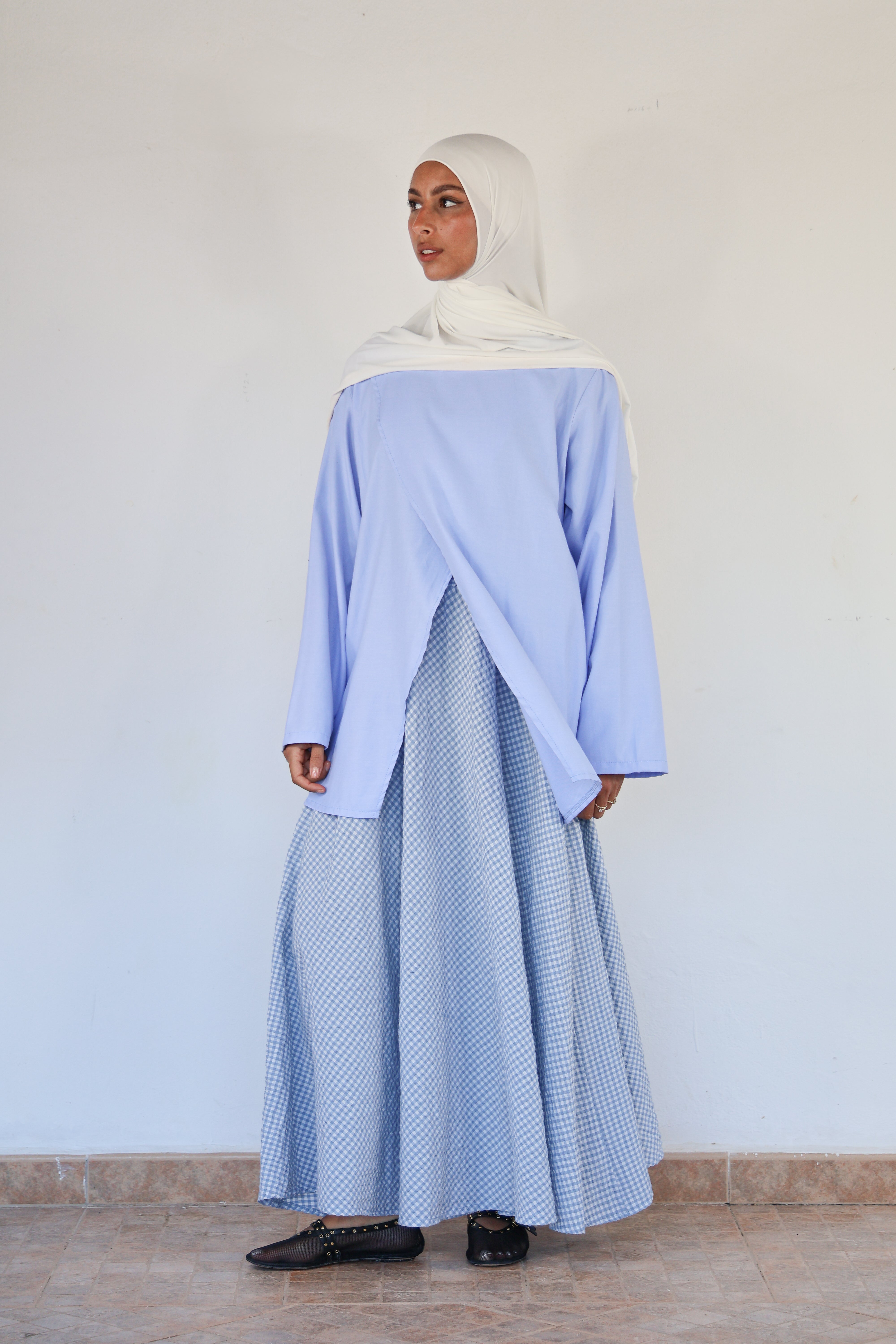 Jupe vichy - Bleu ciel