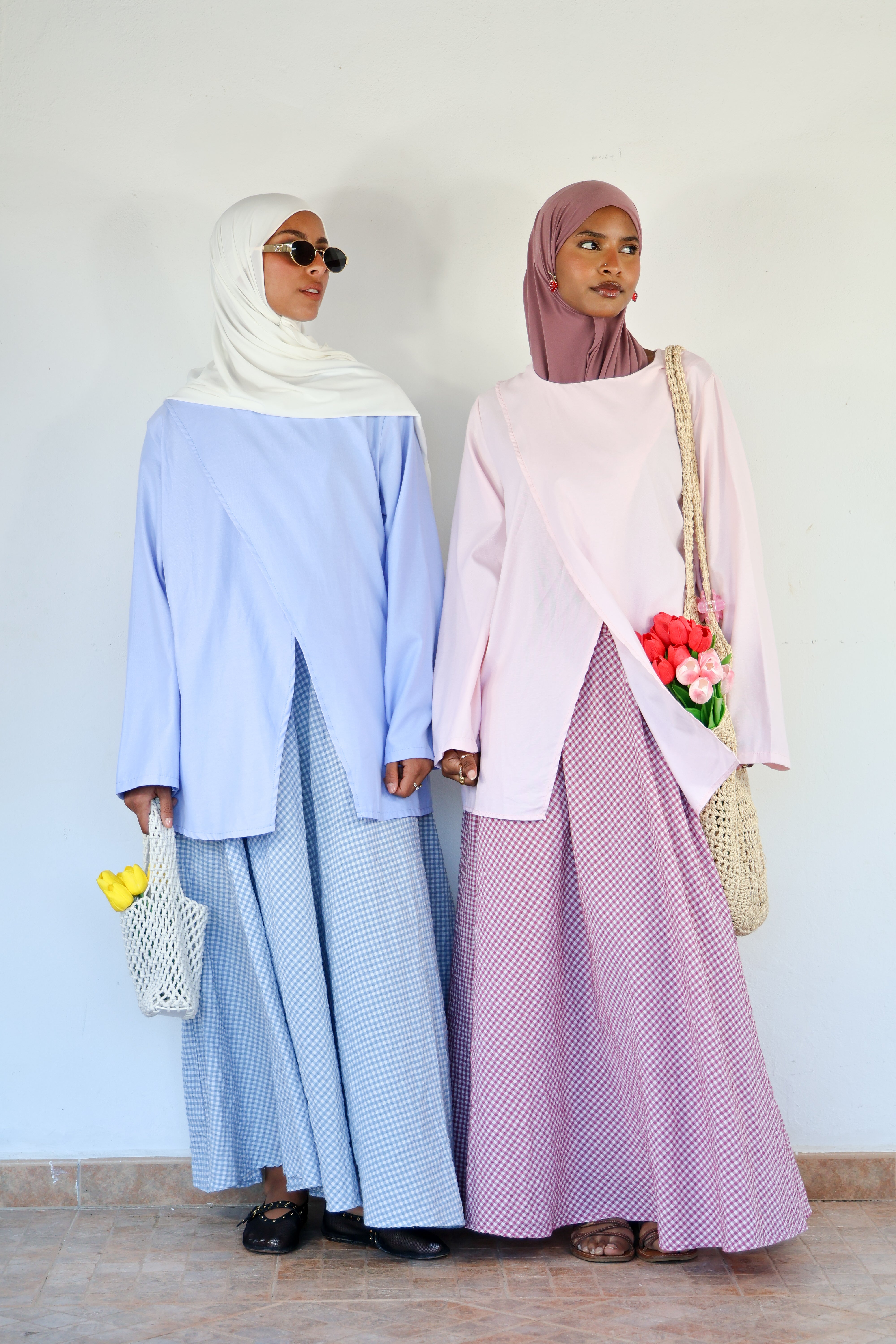 Jupe vichy - Bleu ciel