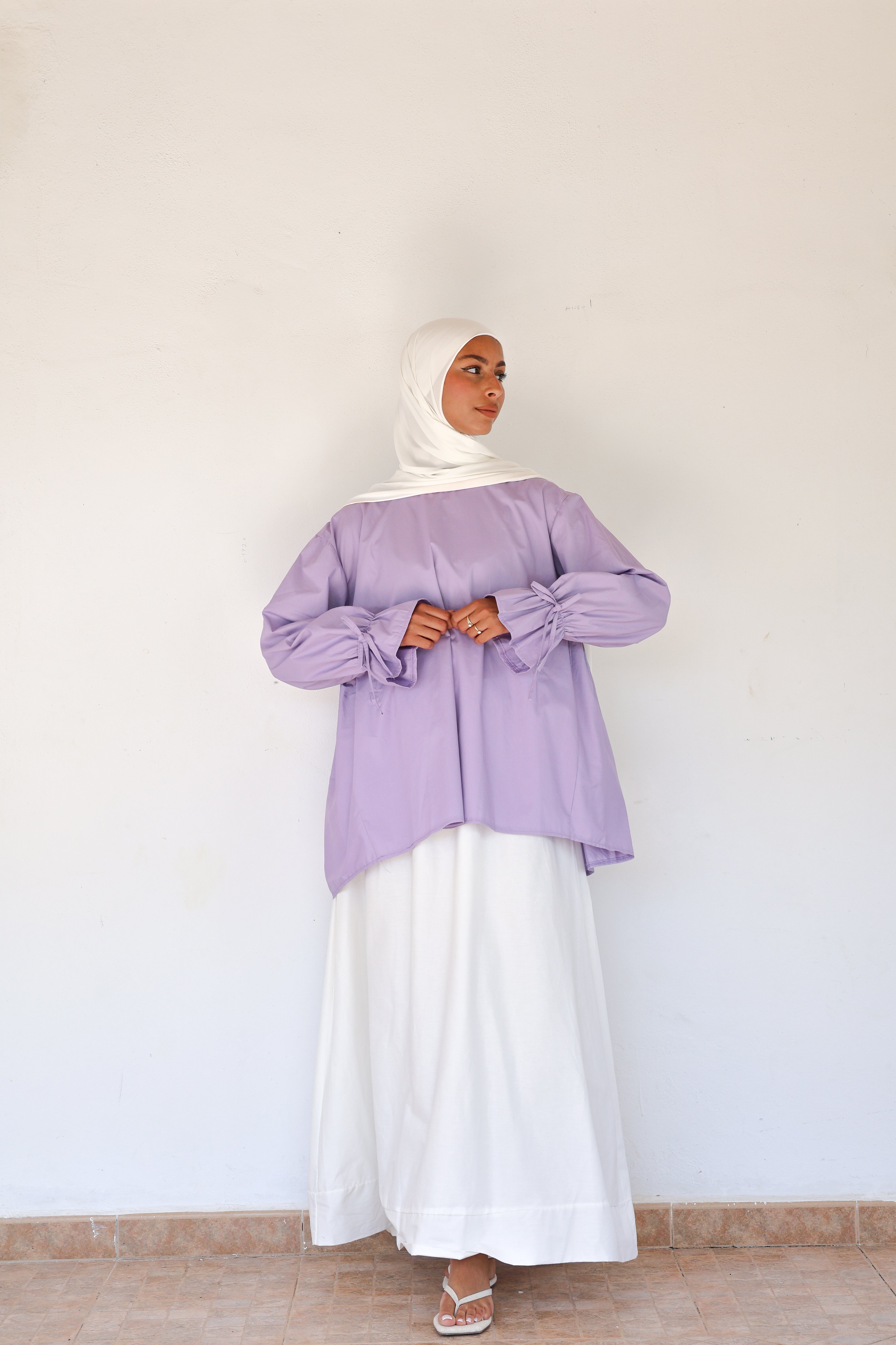 Scrunchie sleeve top - Lilac