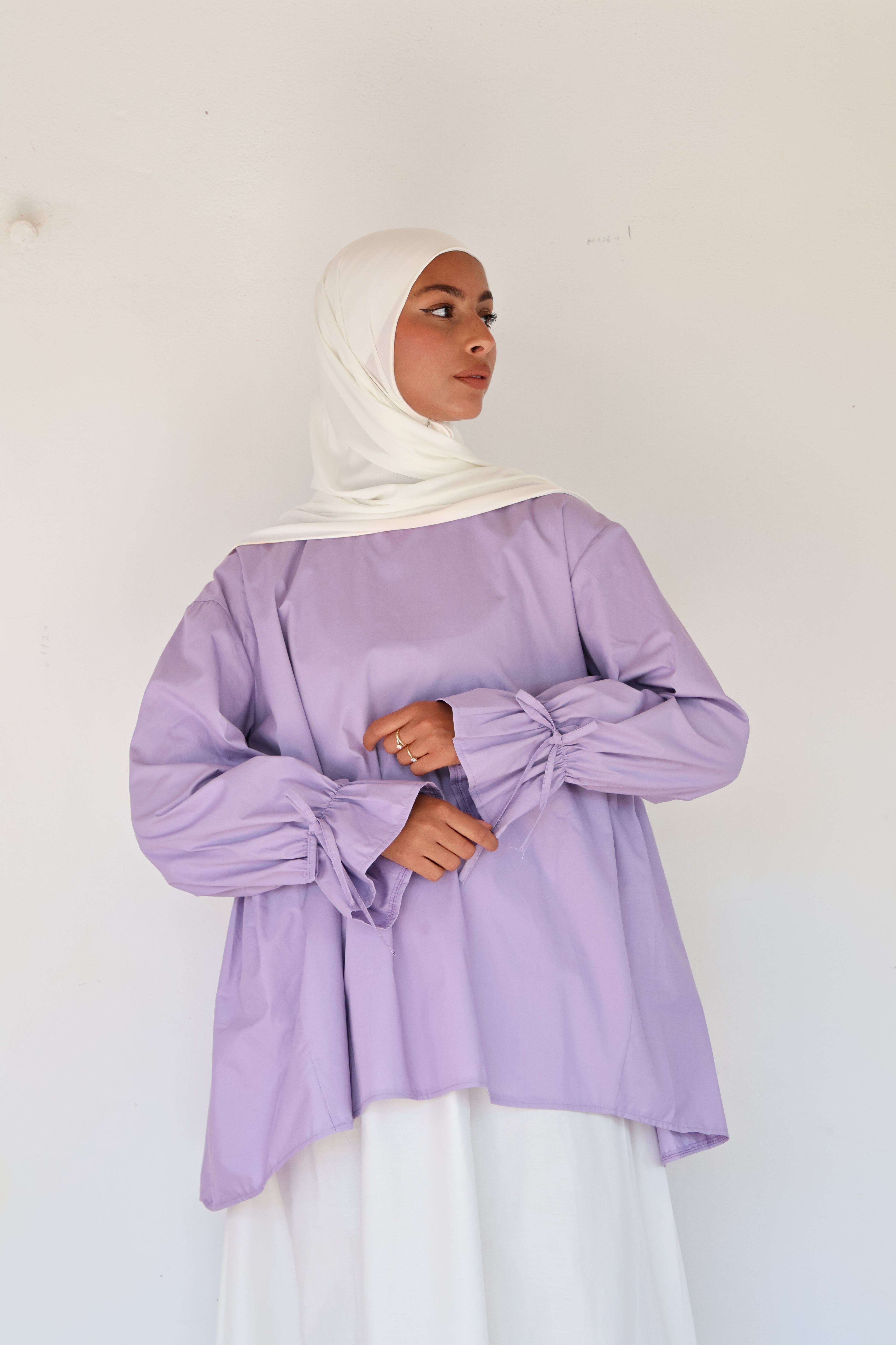 Scrunchie sleeve top - Lilac