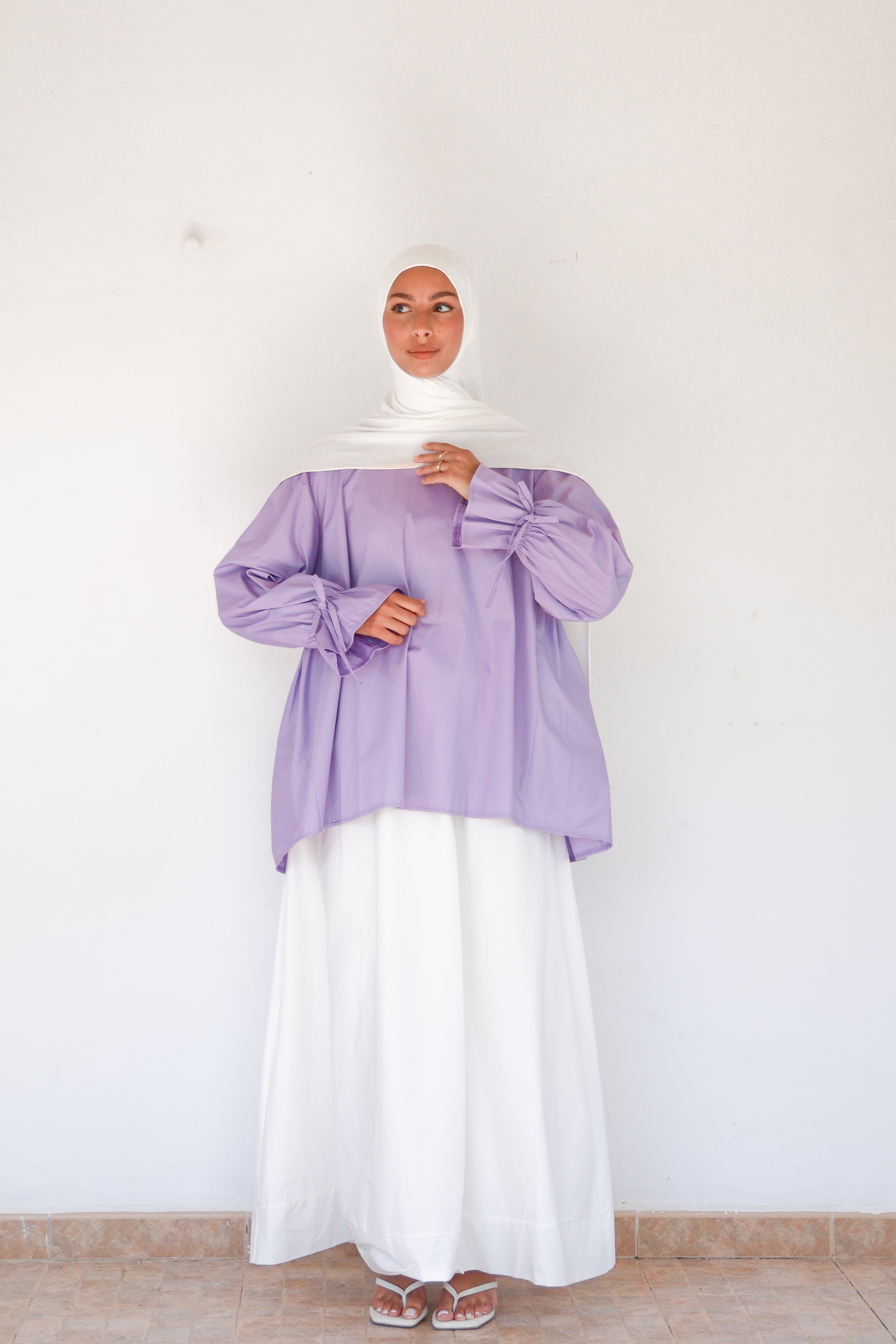 Scrunchie sleeve top - Lilac