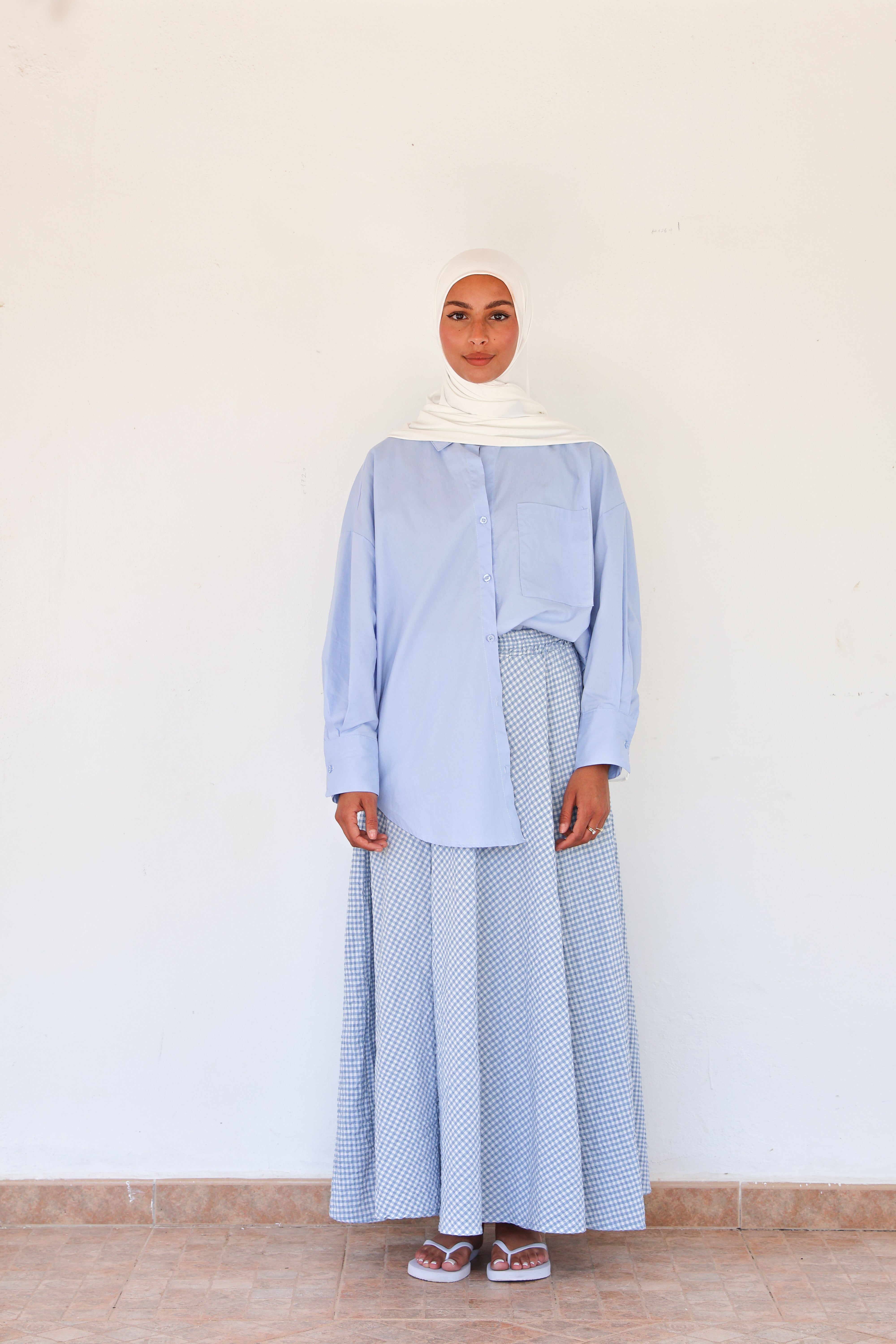 Jupe vichy - Bleu ciel