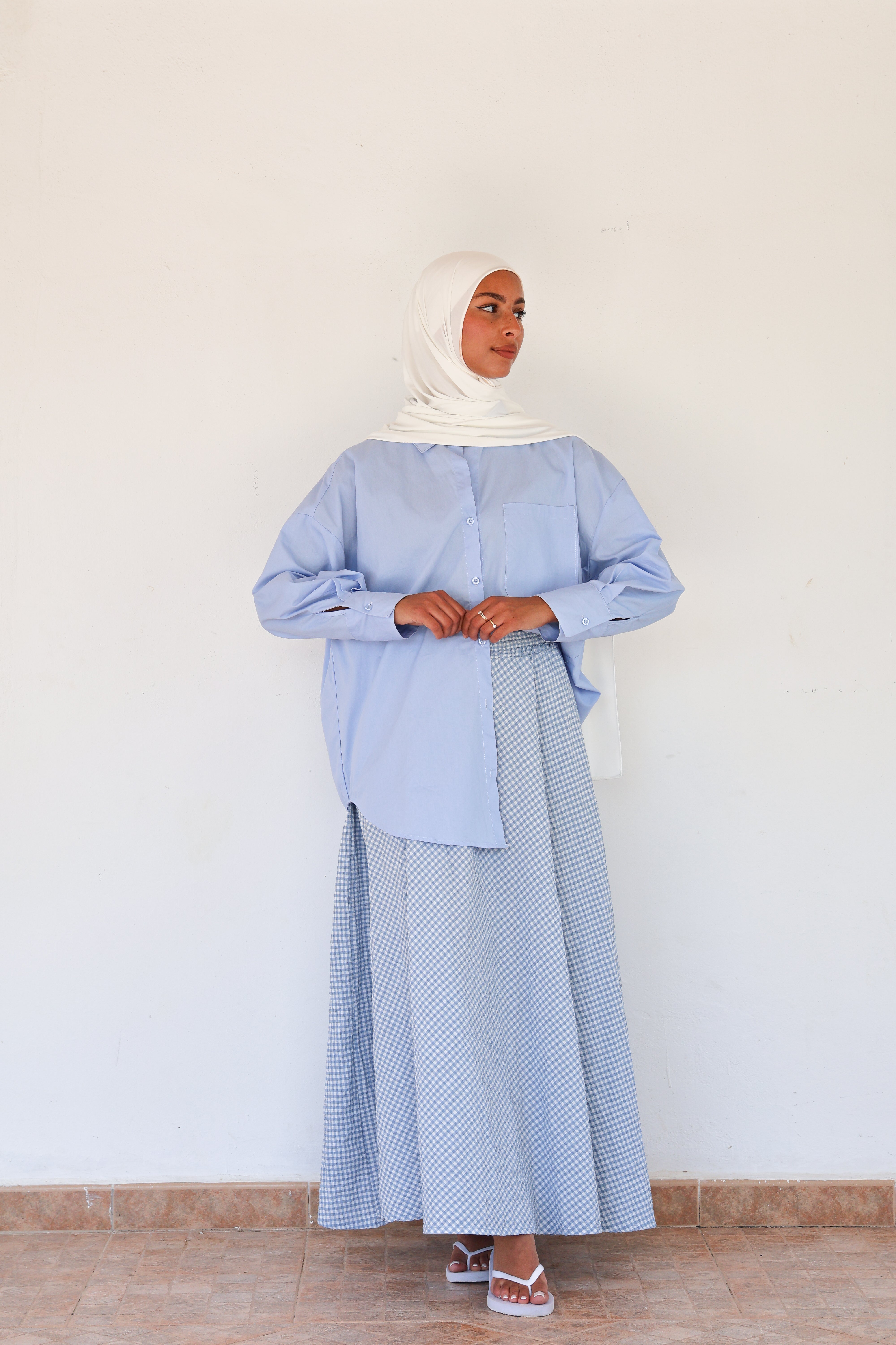 Jupe vichy - Bleu ciel