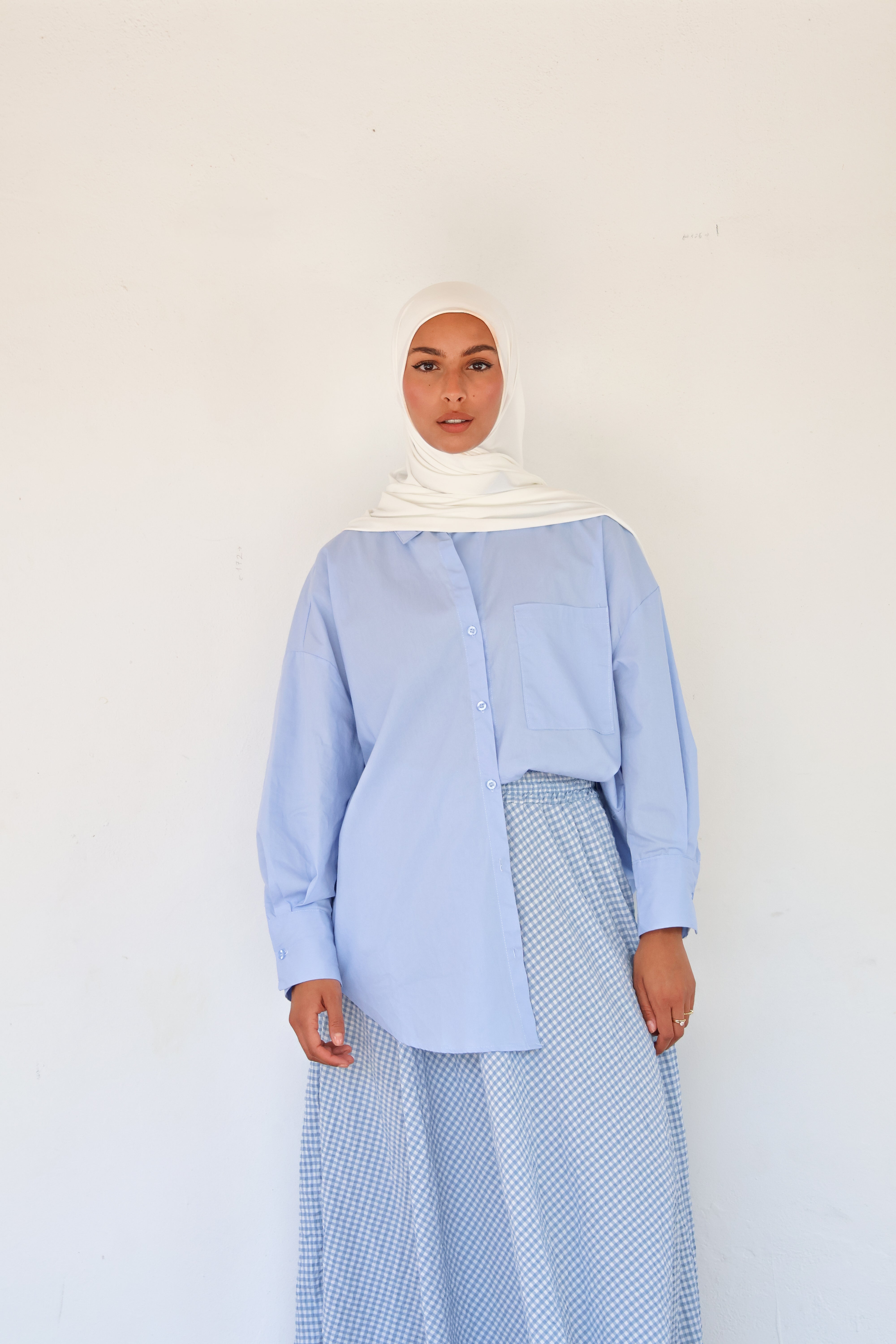 Jupe vichy - Bleu ciel