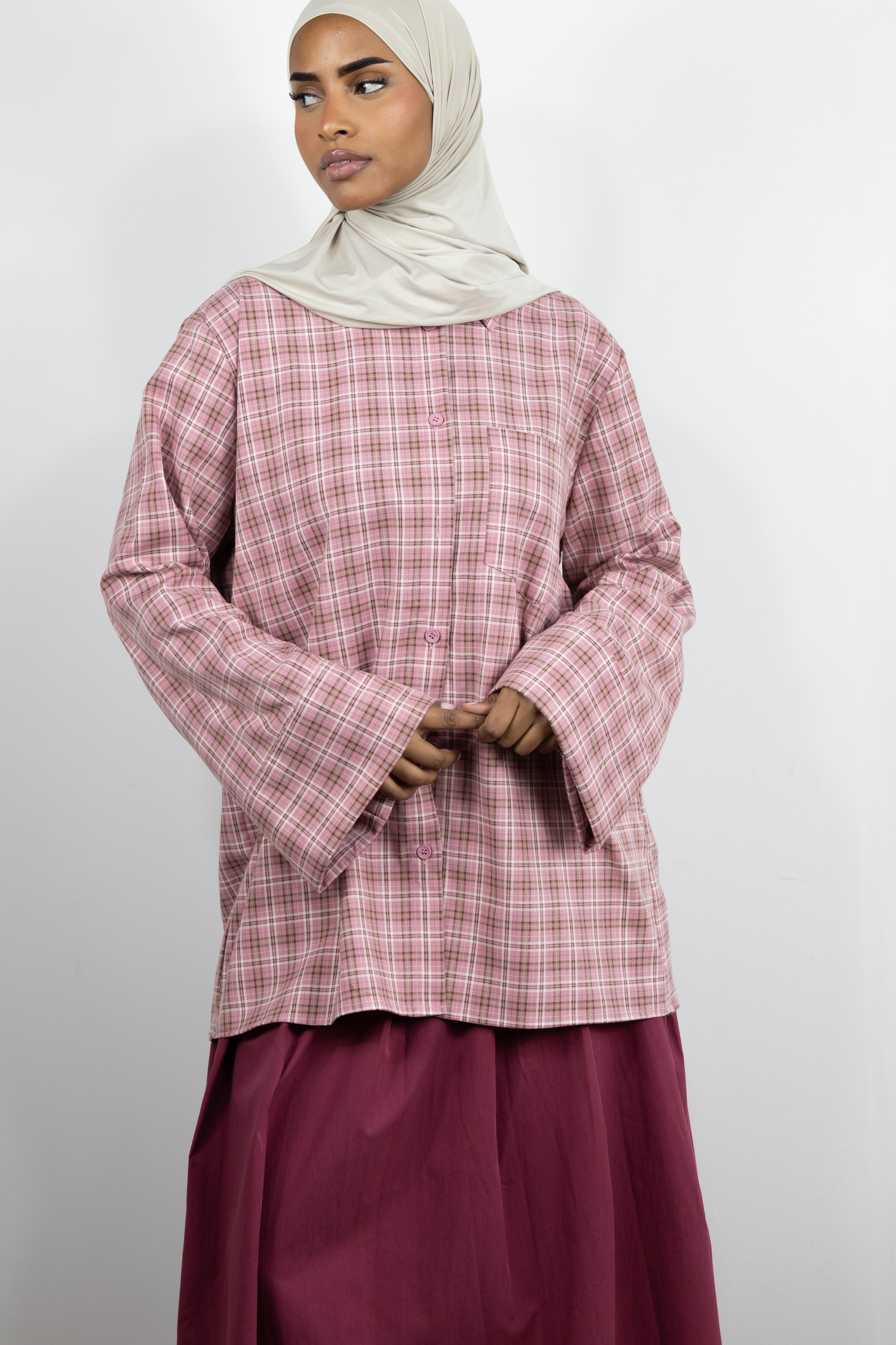 Chemise a carreaux - Rose