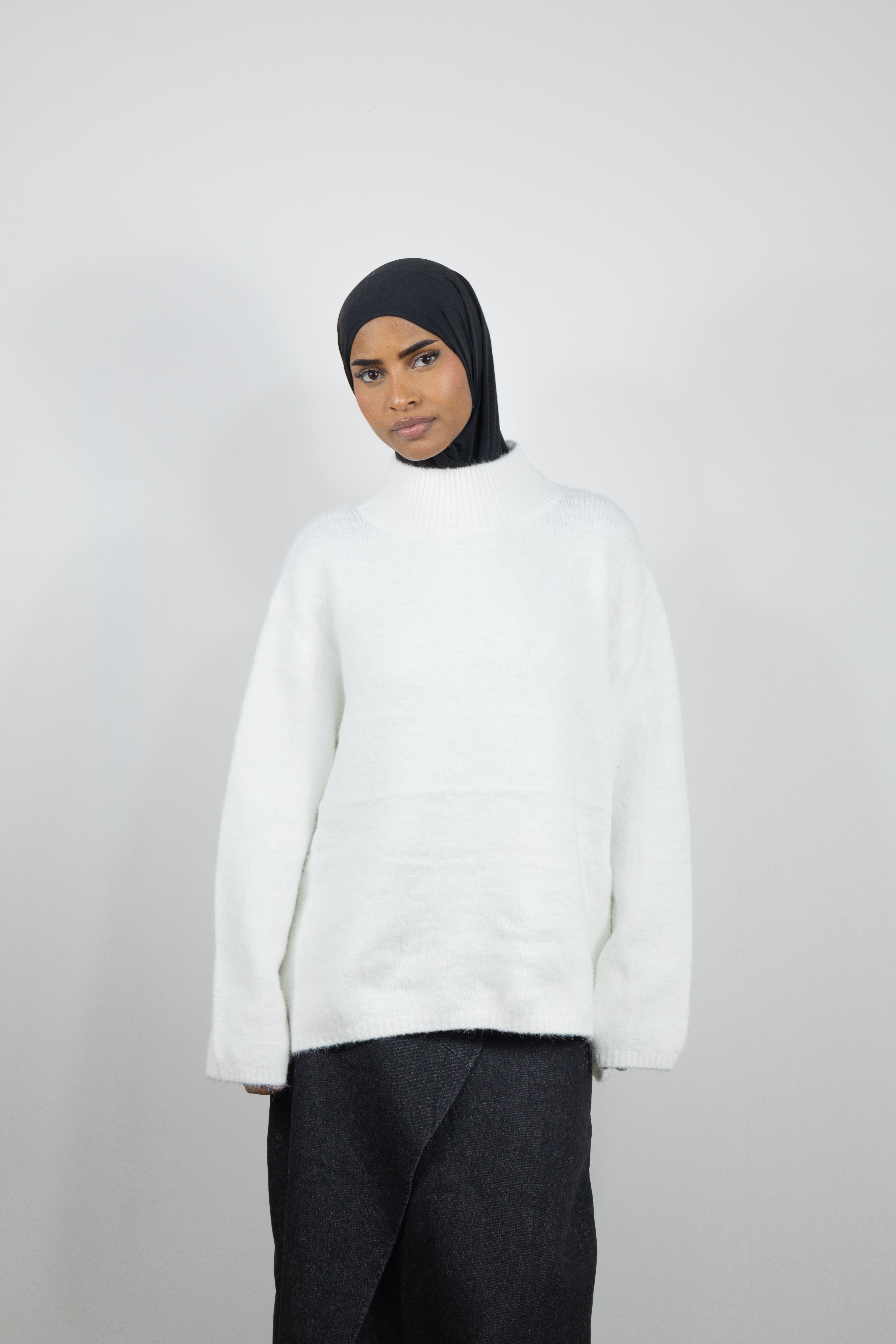 Pull col montant laine - Blanc
