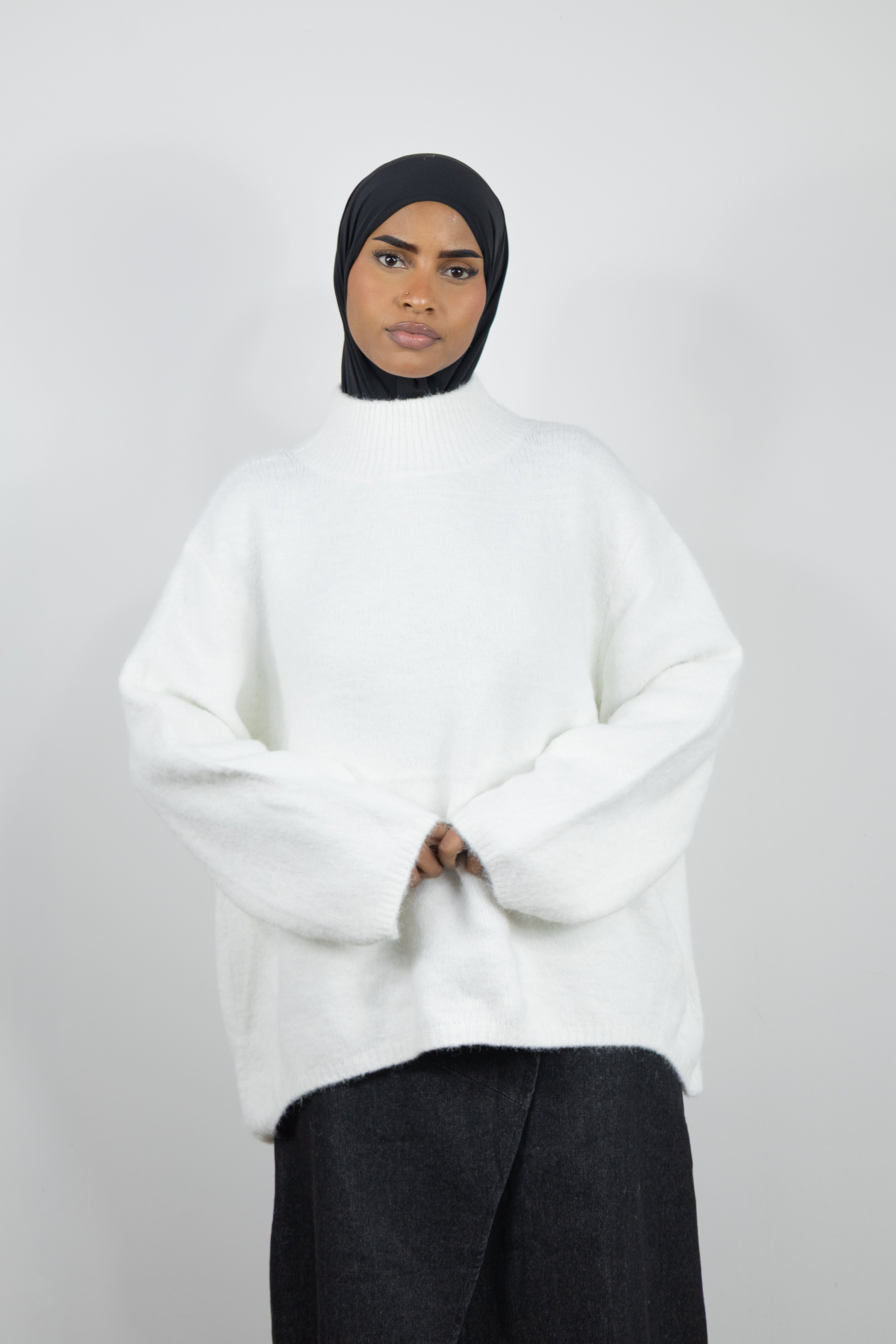 Pull col montant laine - Blanc