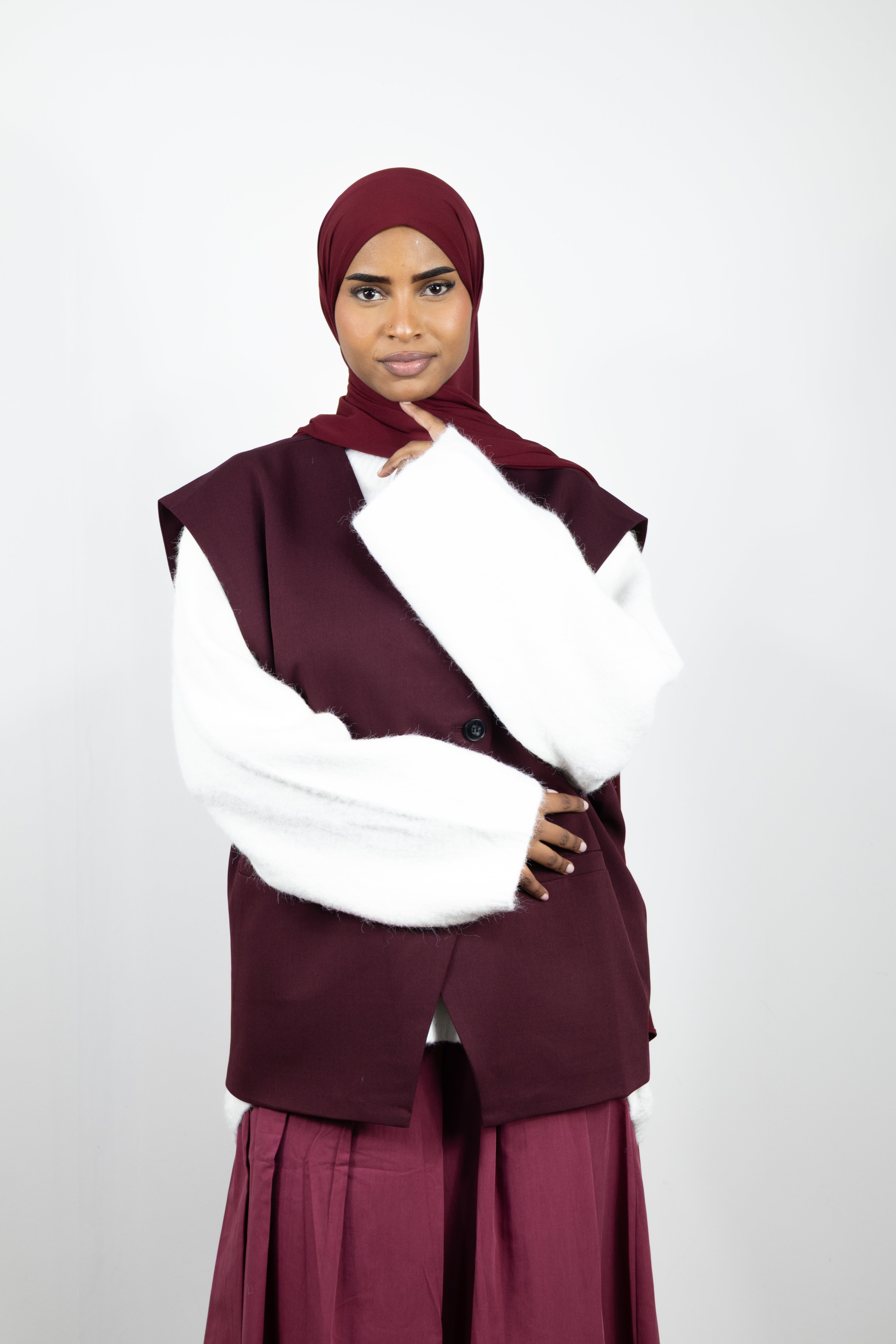 Blazer sans manches asymétrique - Prune