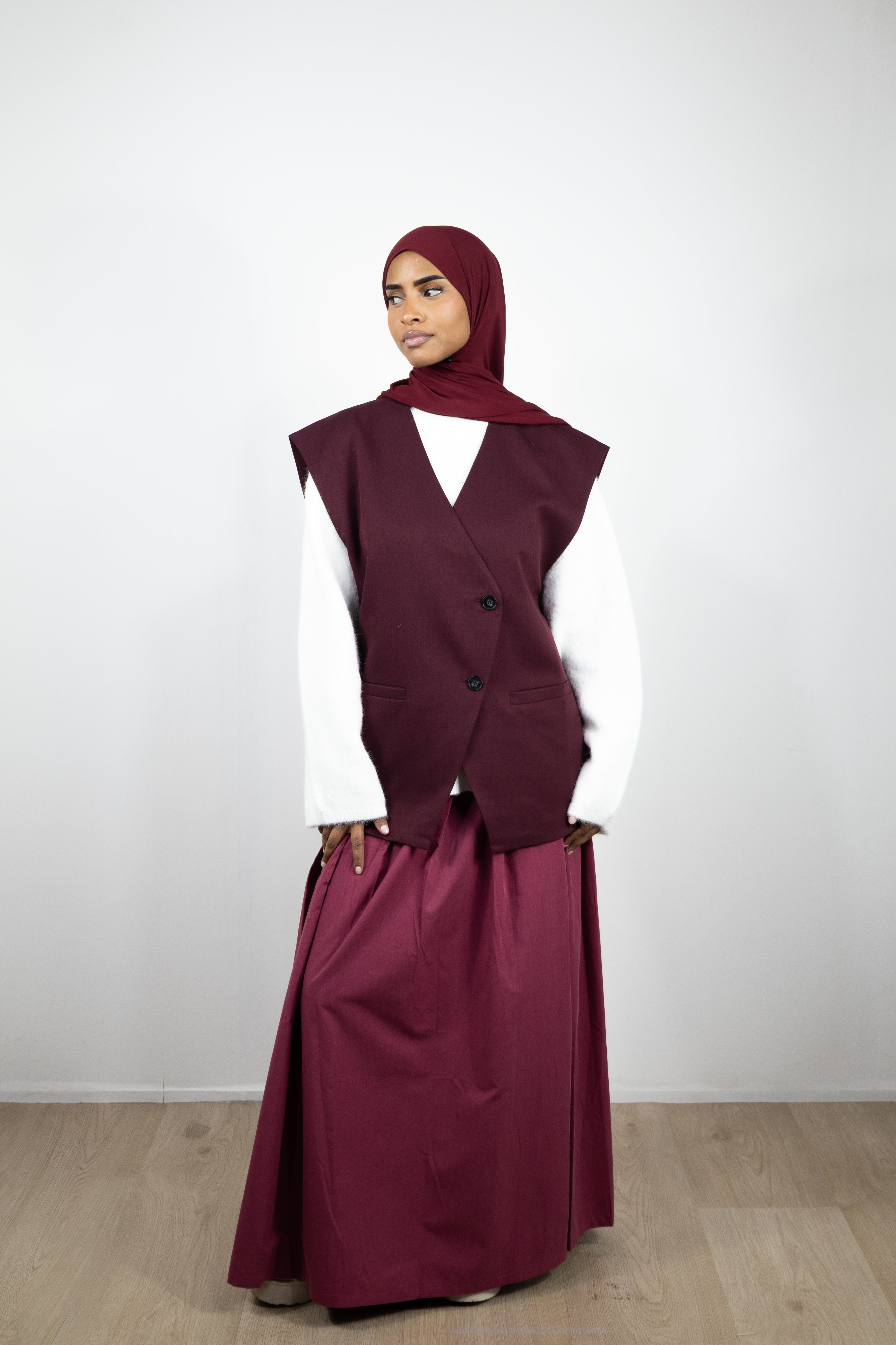 Blazer sans manches asymétrique - Prune