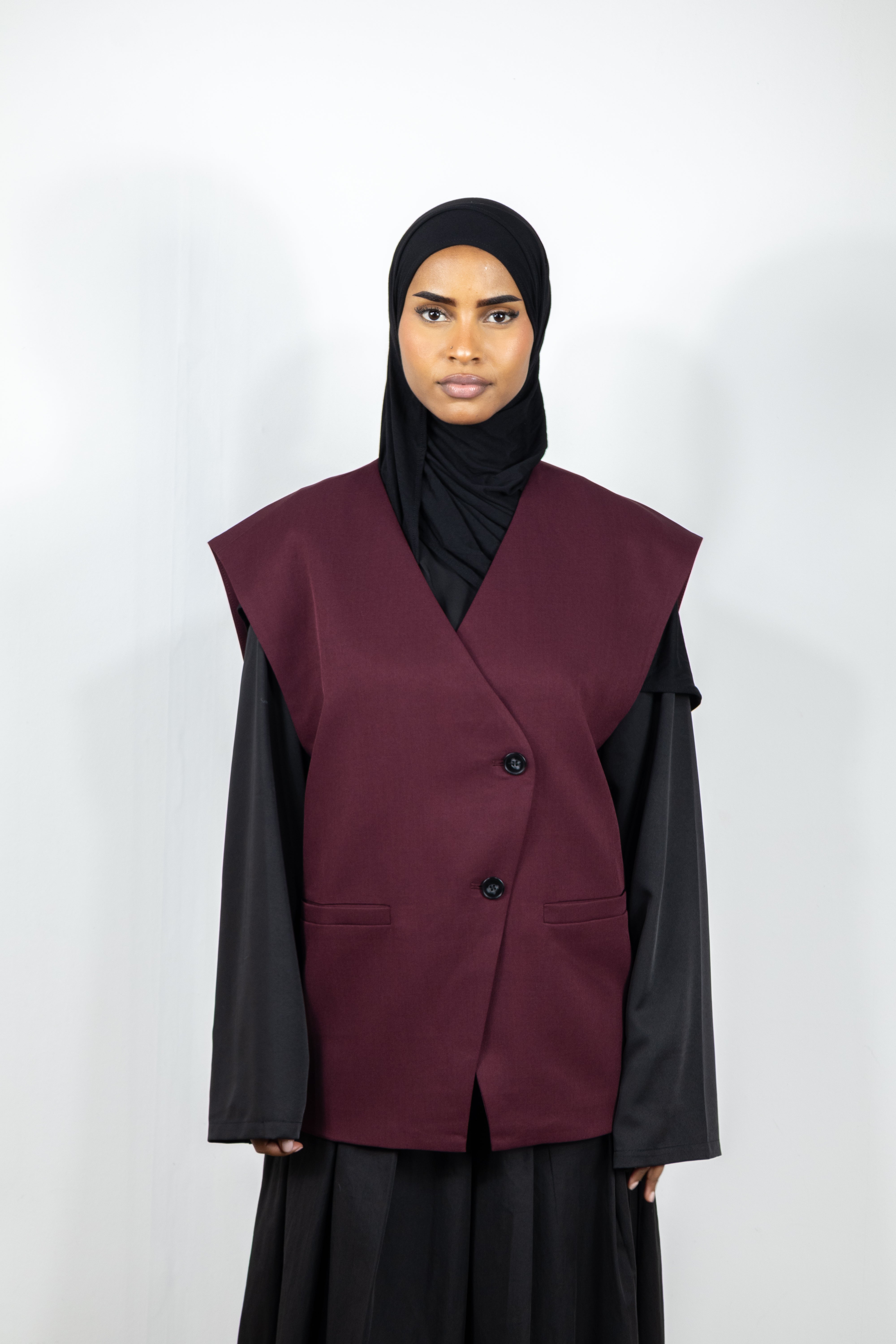 Blazer sans manches asymétrique - Prune