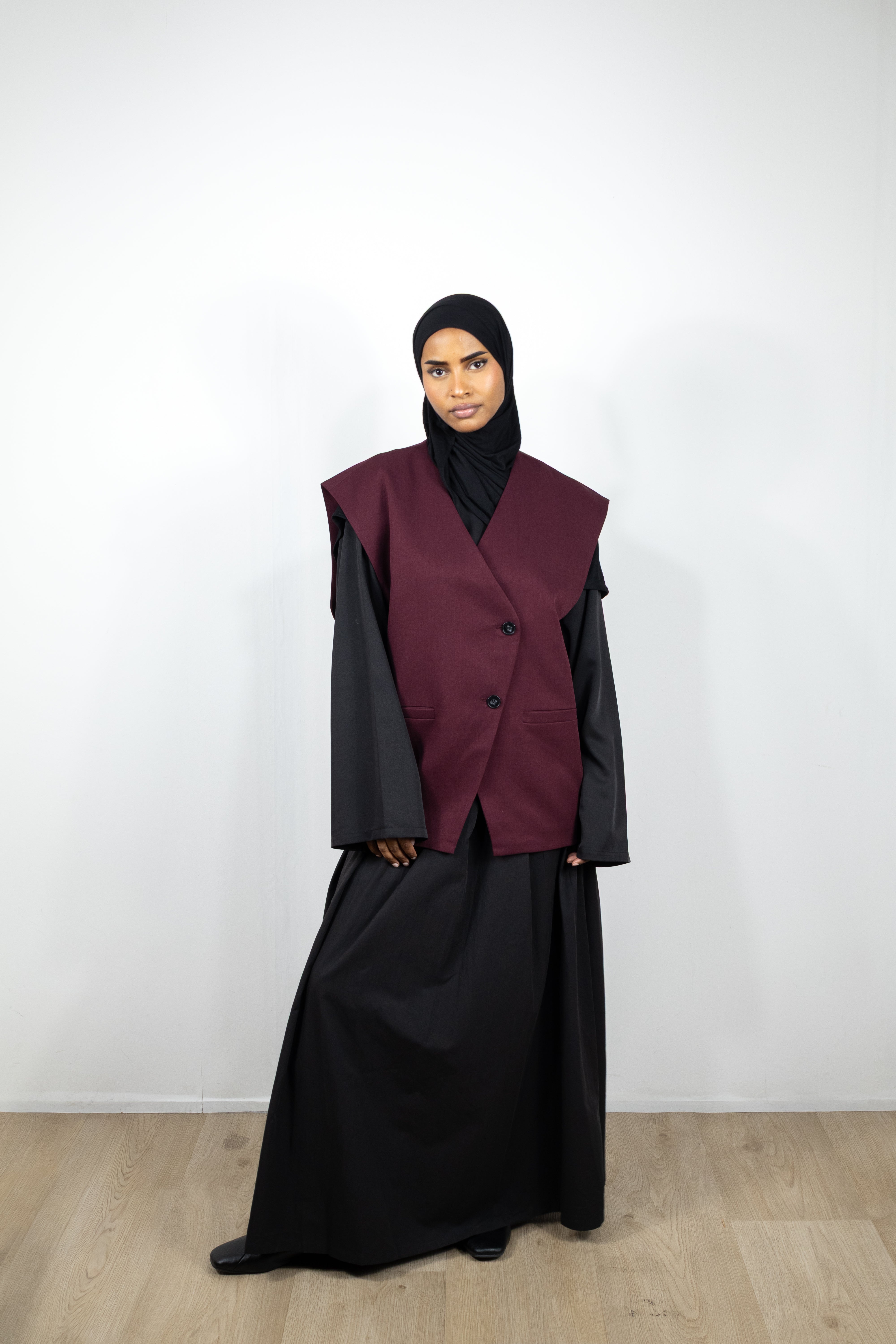 Blazer sans manches asymétrique - Prune