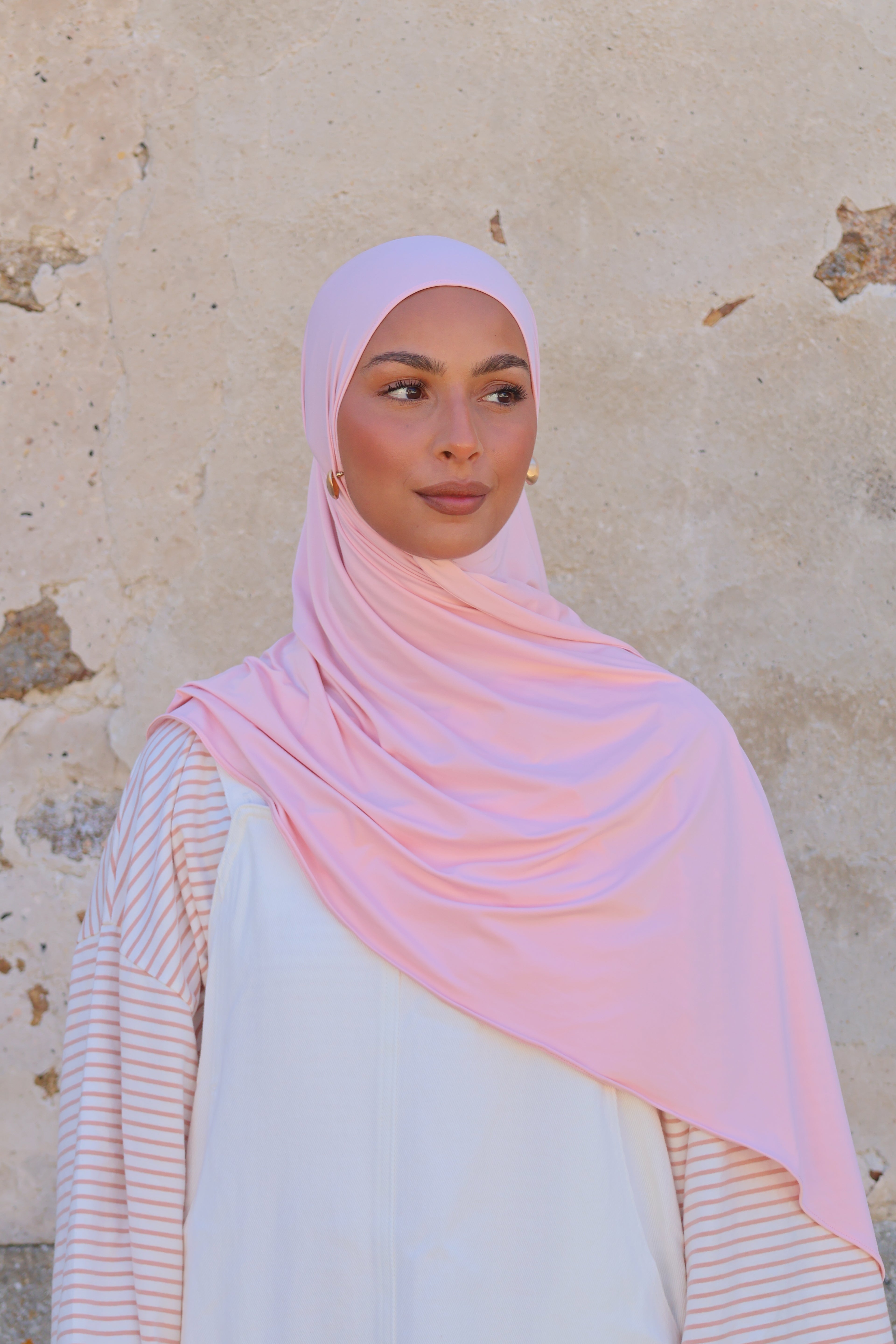 Flowing jersey hijab - Blush