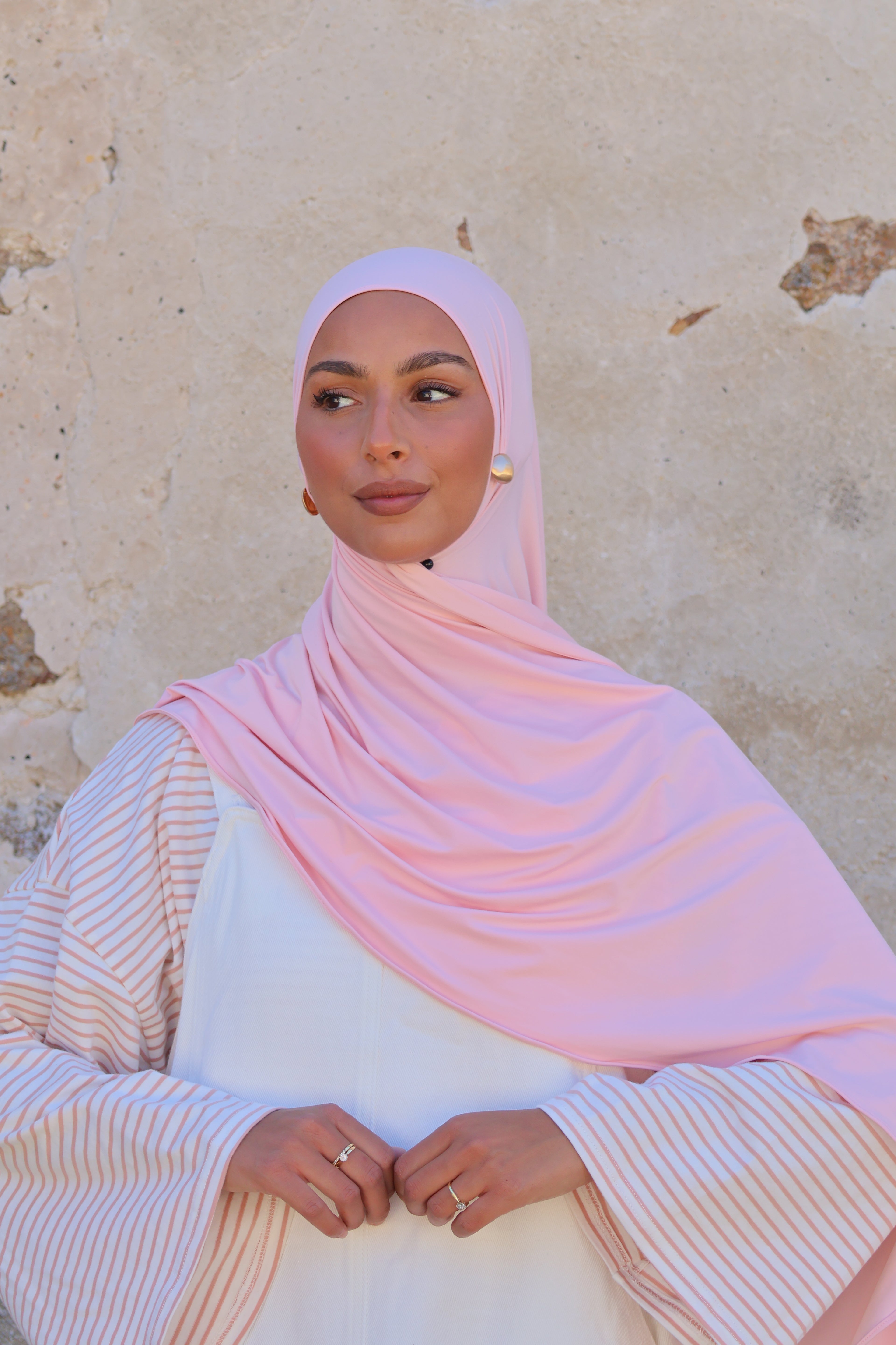 Flowing jersey hijab - Blush