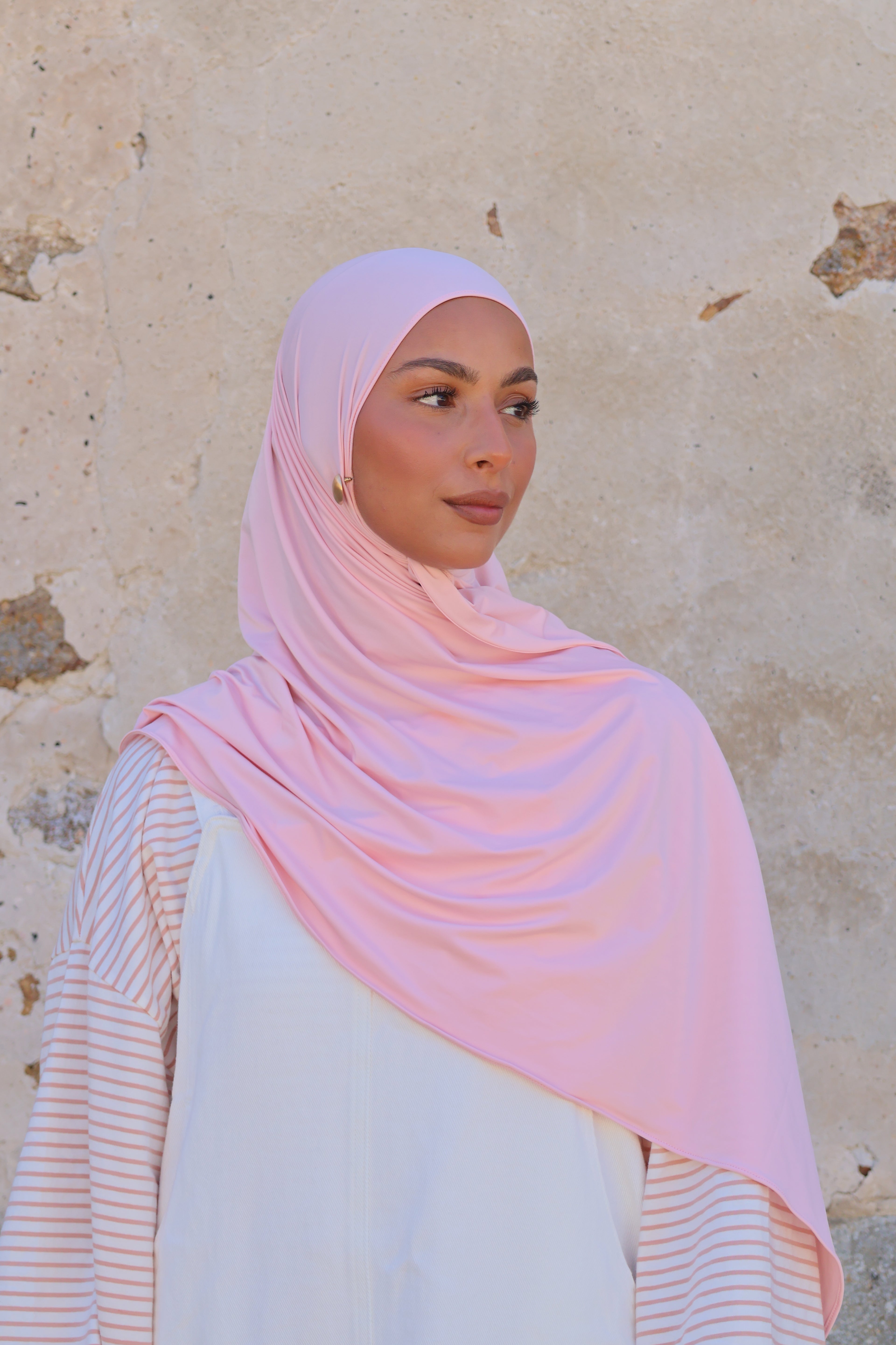 Flowing jersey hijab - Blush