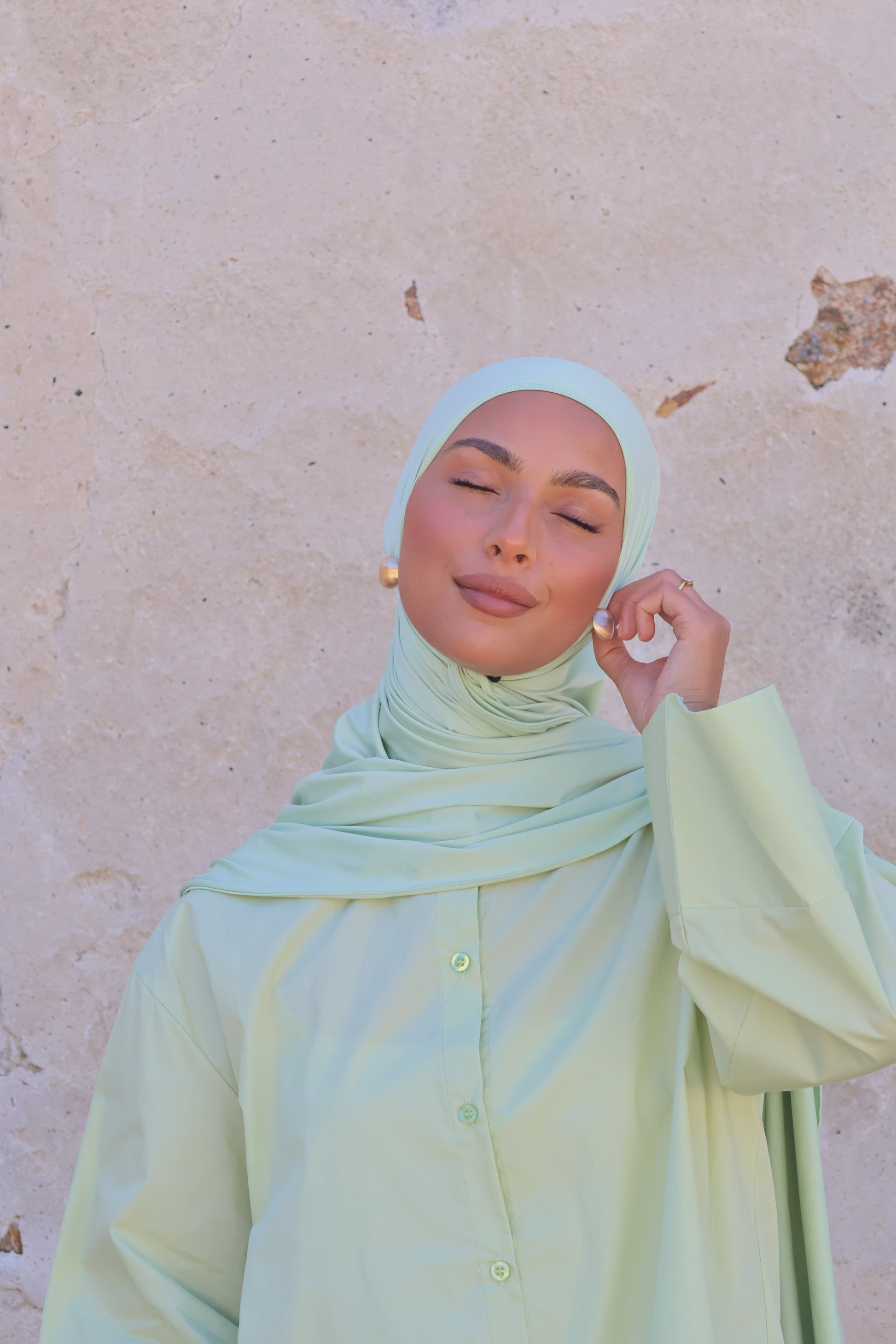 Flowing jersey hijab - Aloe