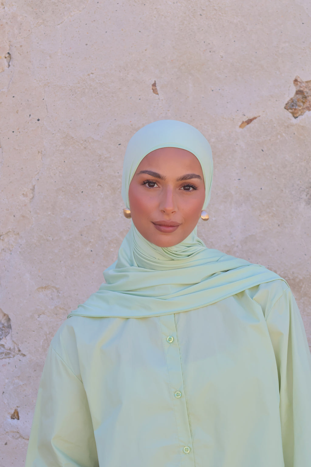 Flowing jersey hijab - Aloe