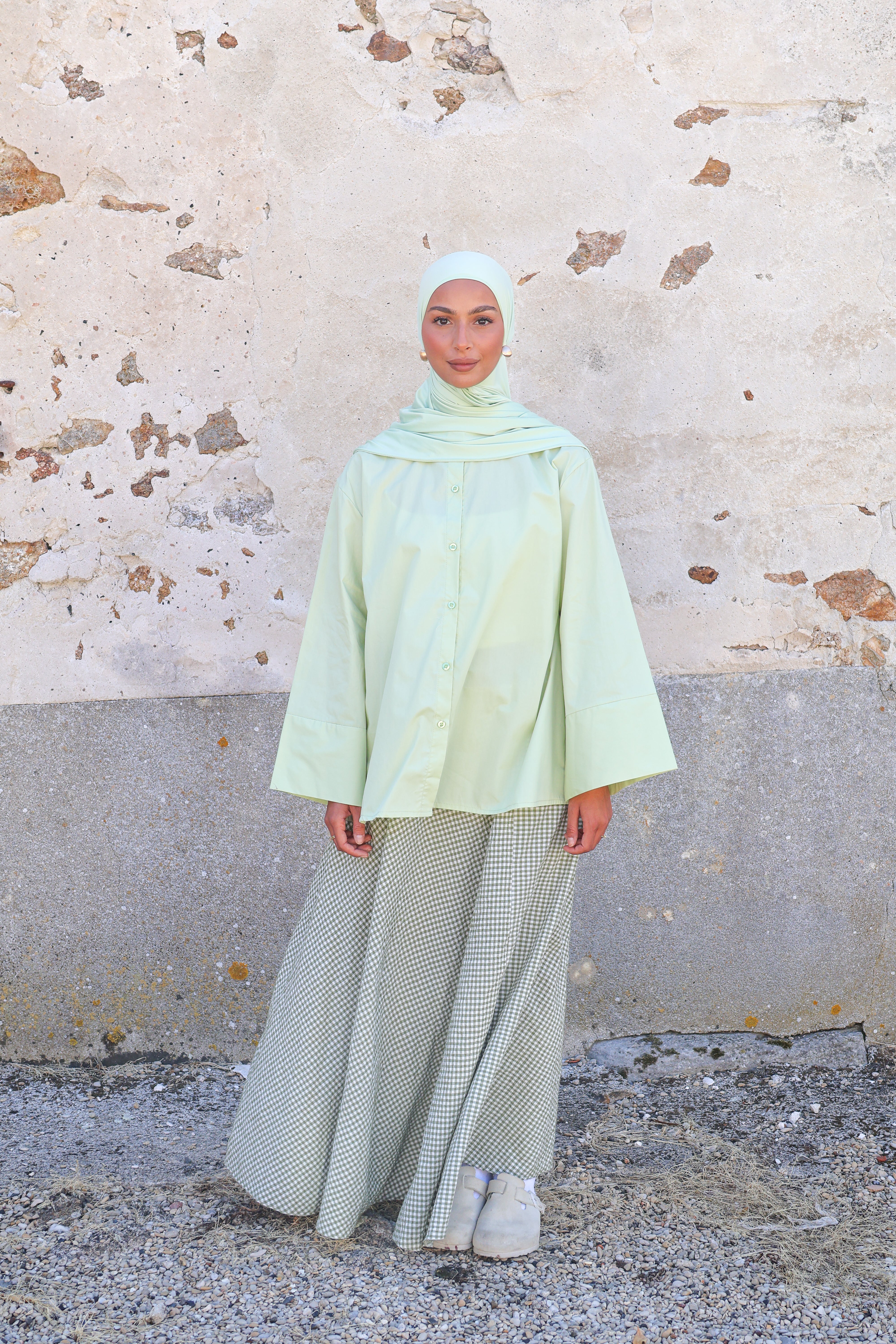 Chemise manches larges - Vert sauge