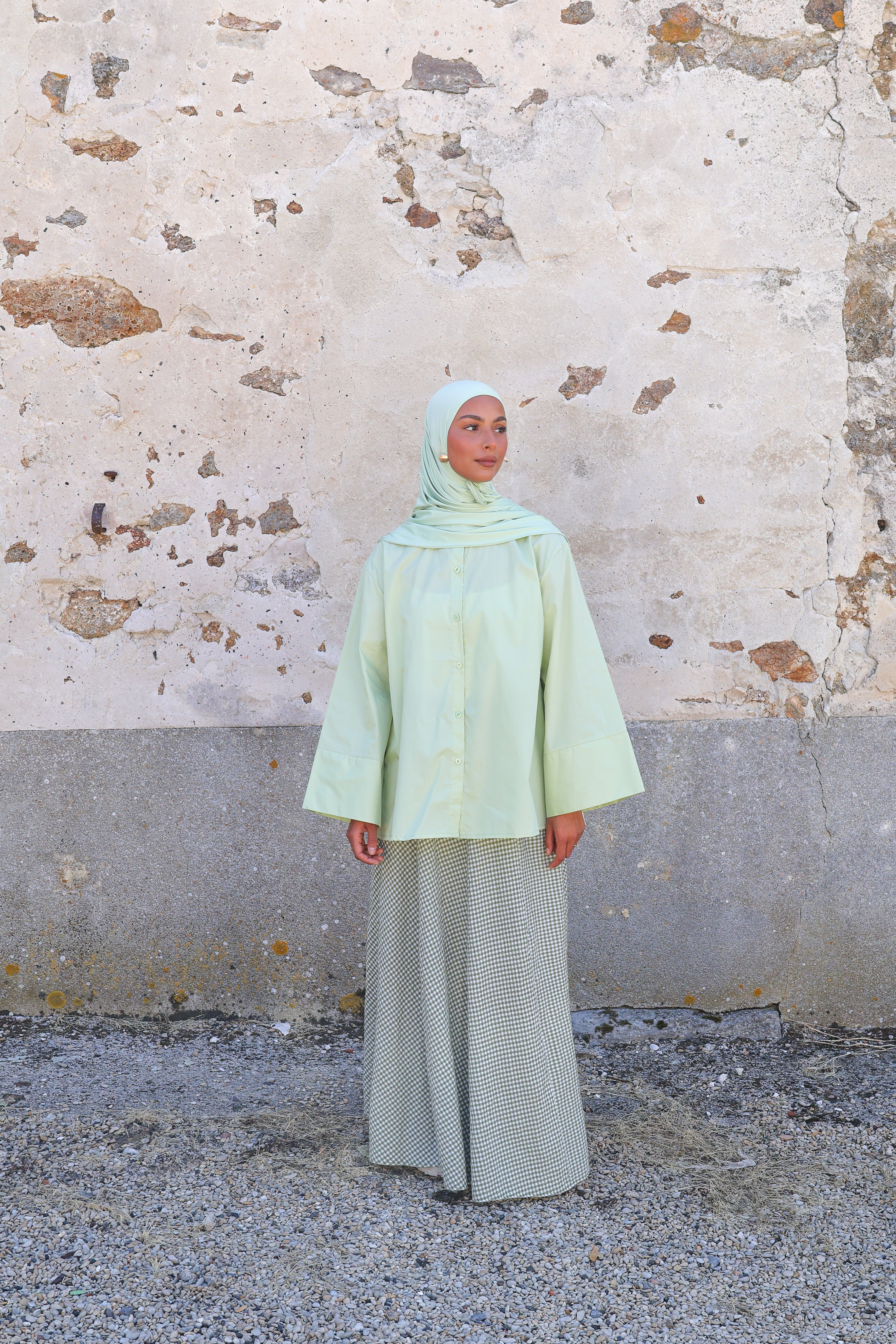 Chemise manches larges - Vert sauge