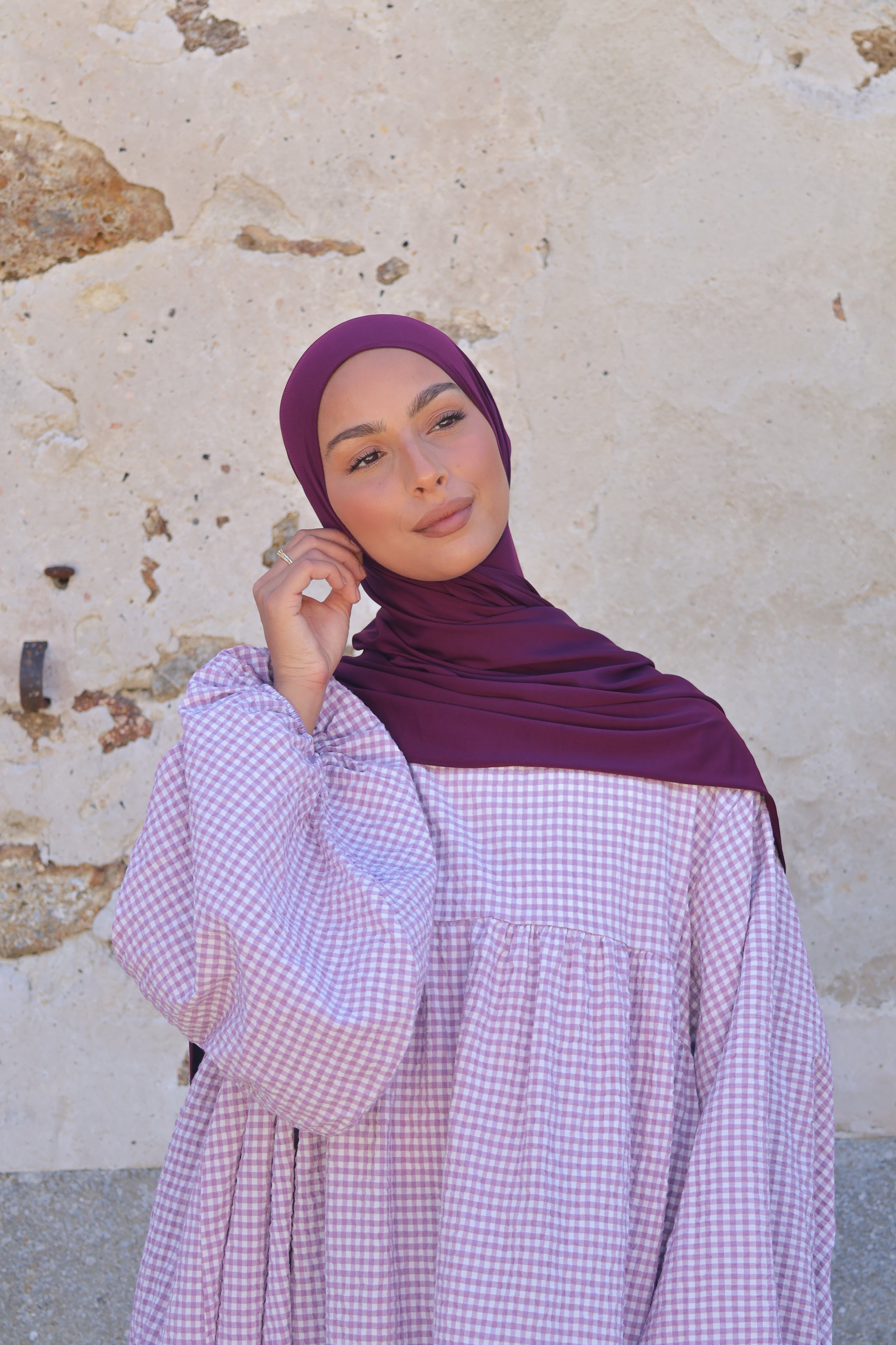 Hijab en jersey premium - Plum
