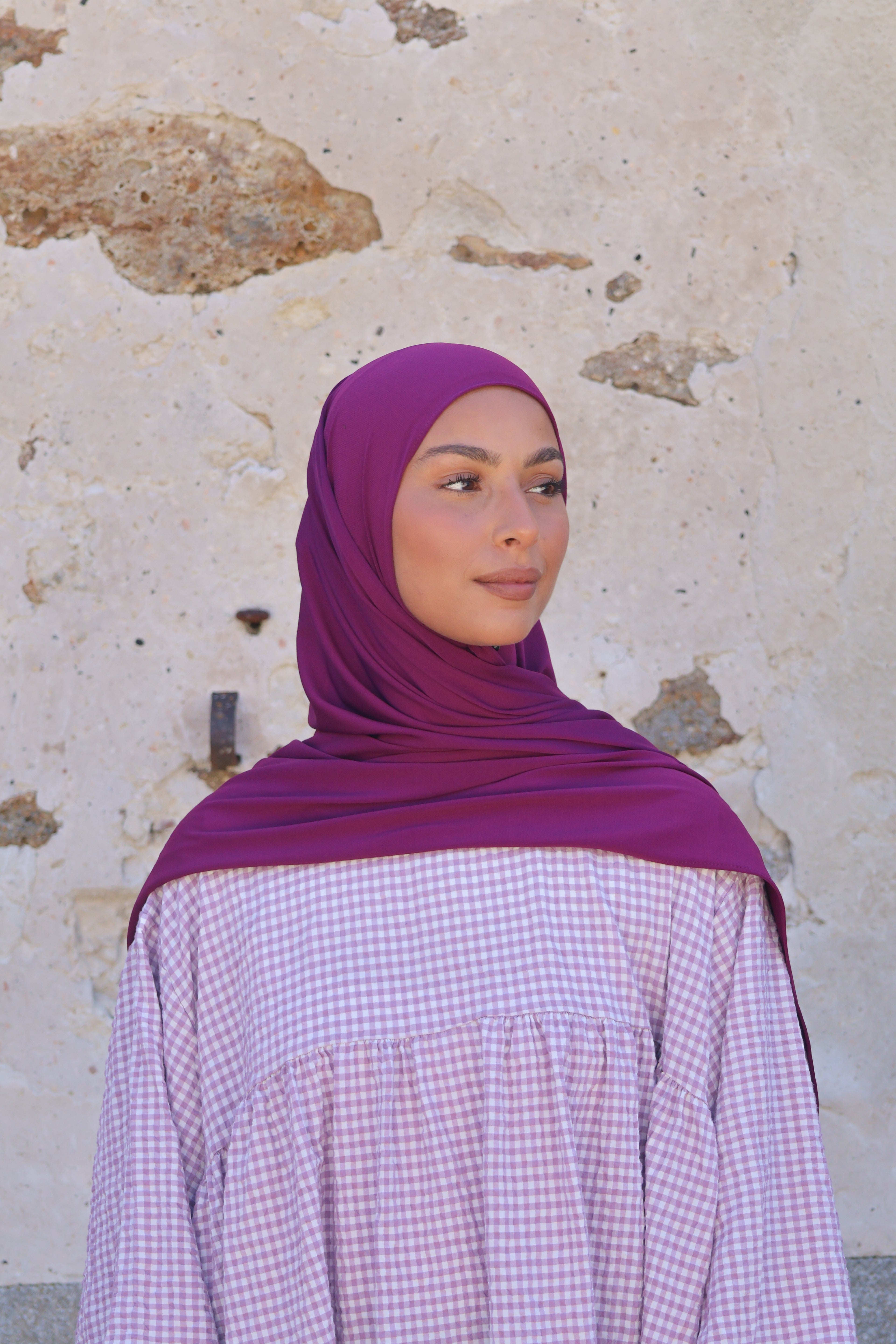 Hijab en jersey premium - Raisin