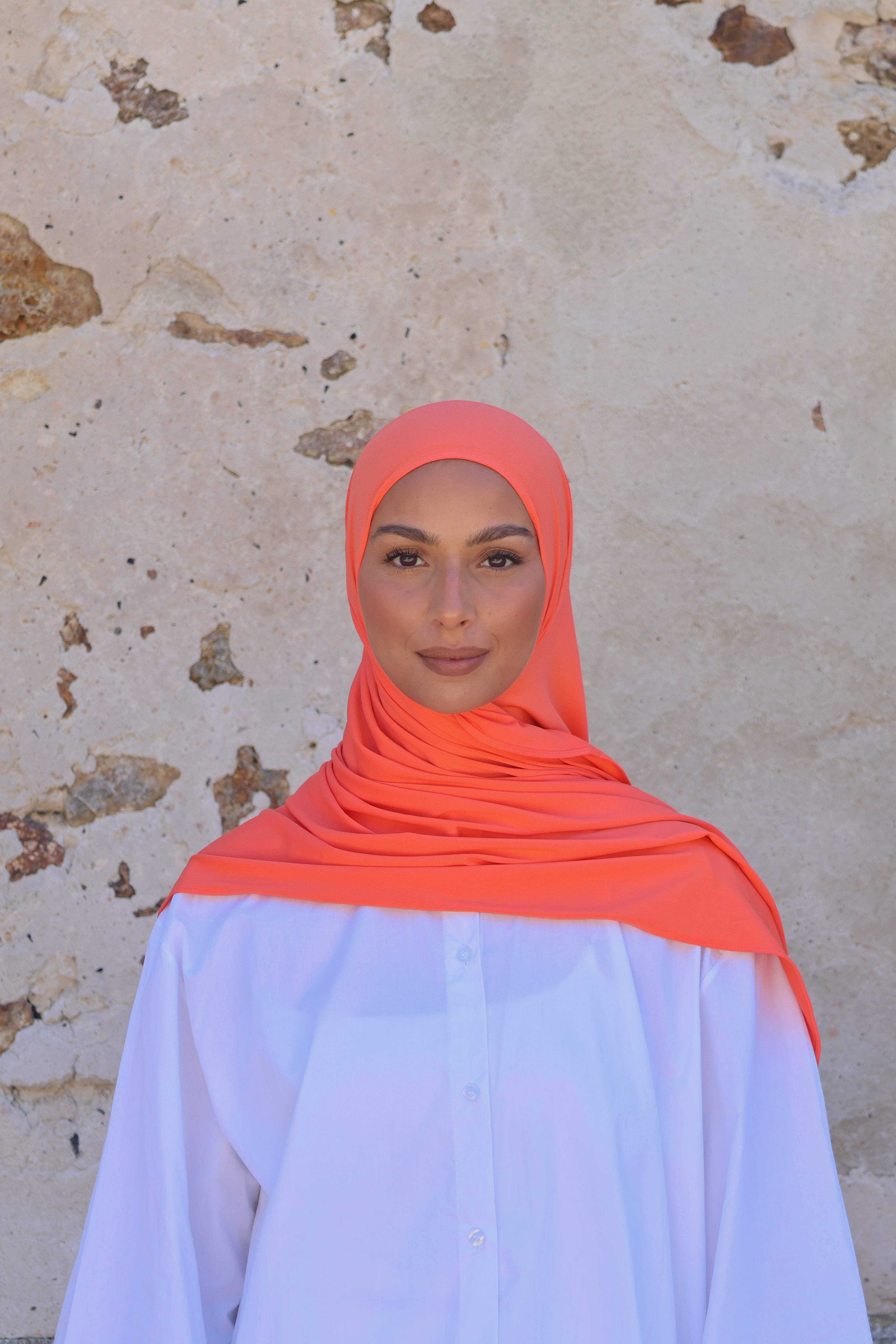 Hijab en jersey premium - Tangerine