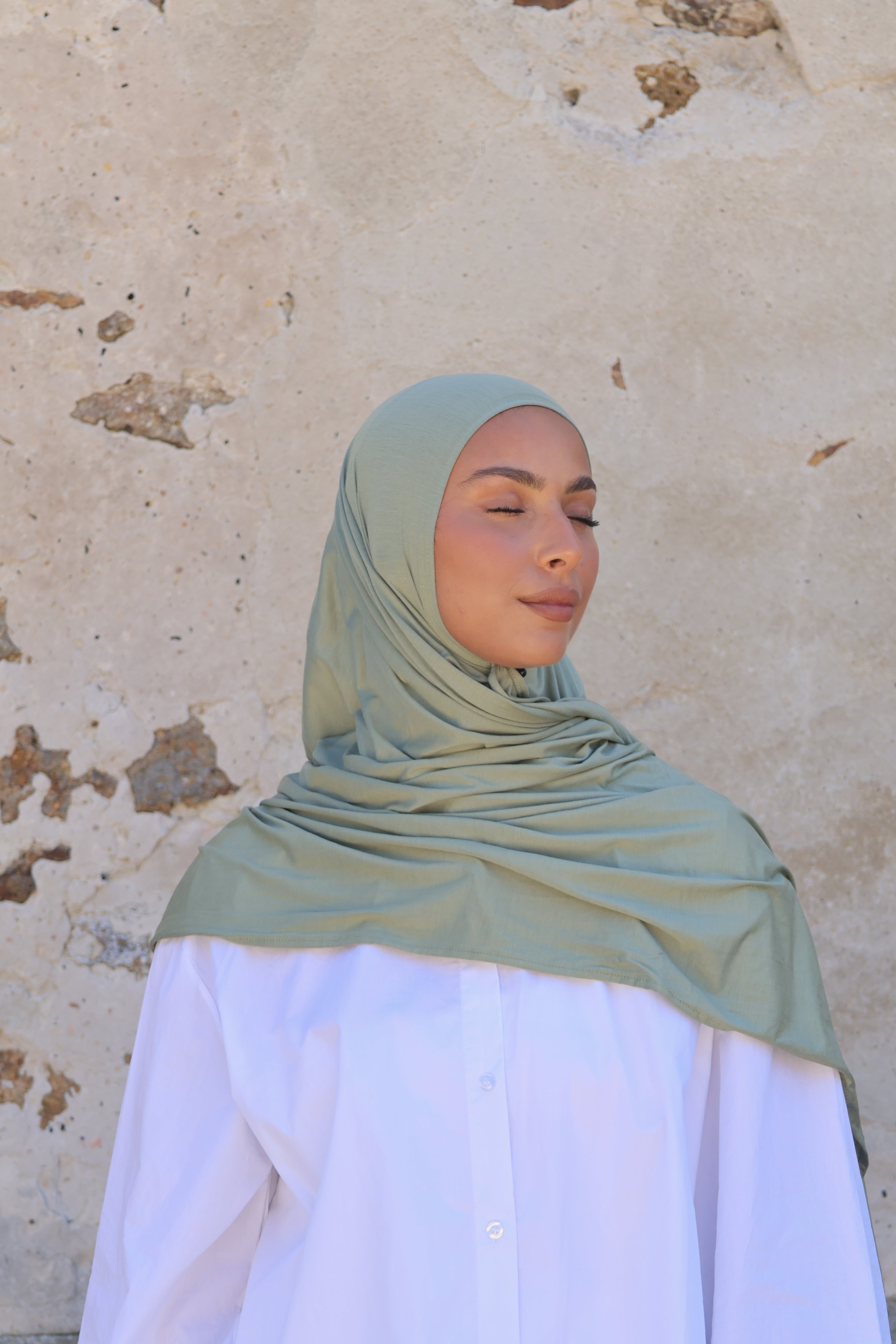 Bamboo jersey hijab - Moss