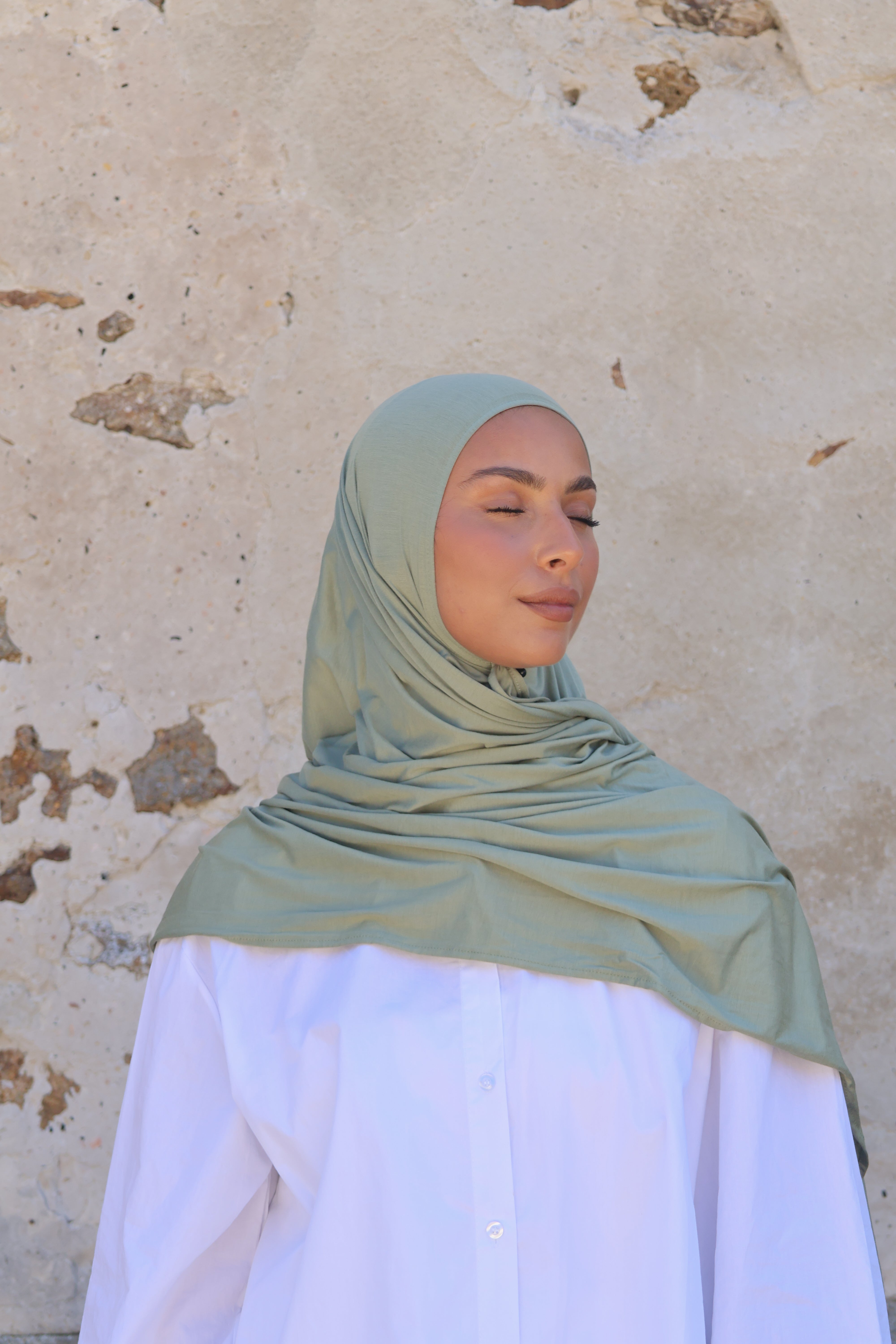 Hijab en jersey bamboo - Moss